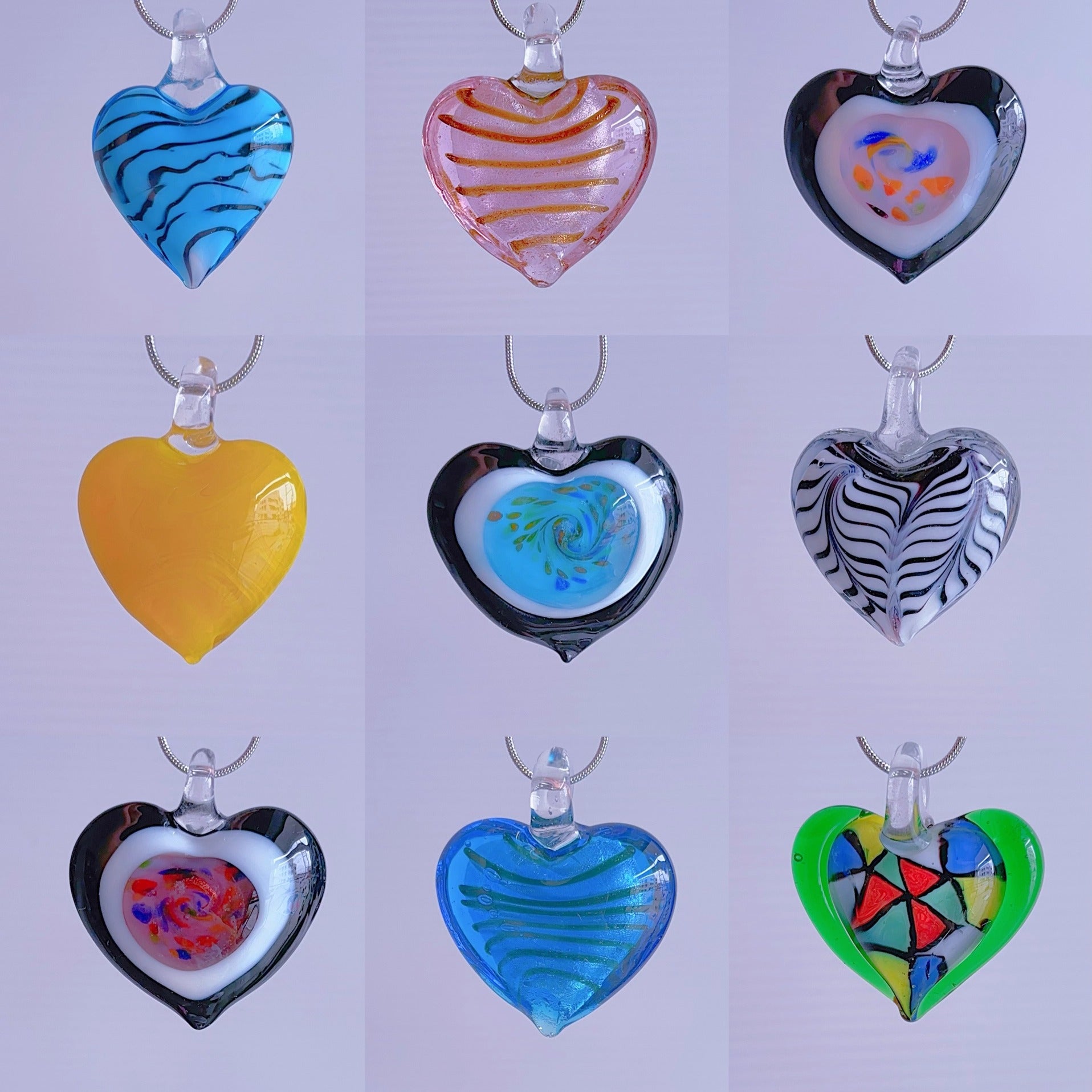 Love necklace; glass pendant; art necklace; vintage pendant; colorful necklace; no duplicate; ins style for women.