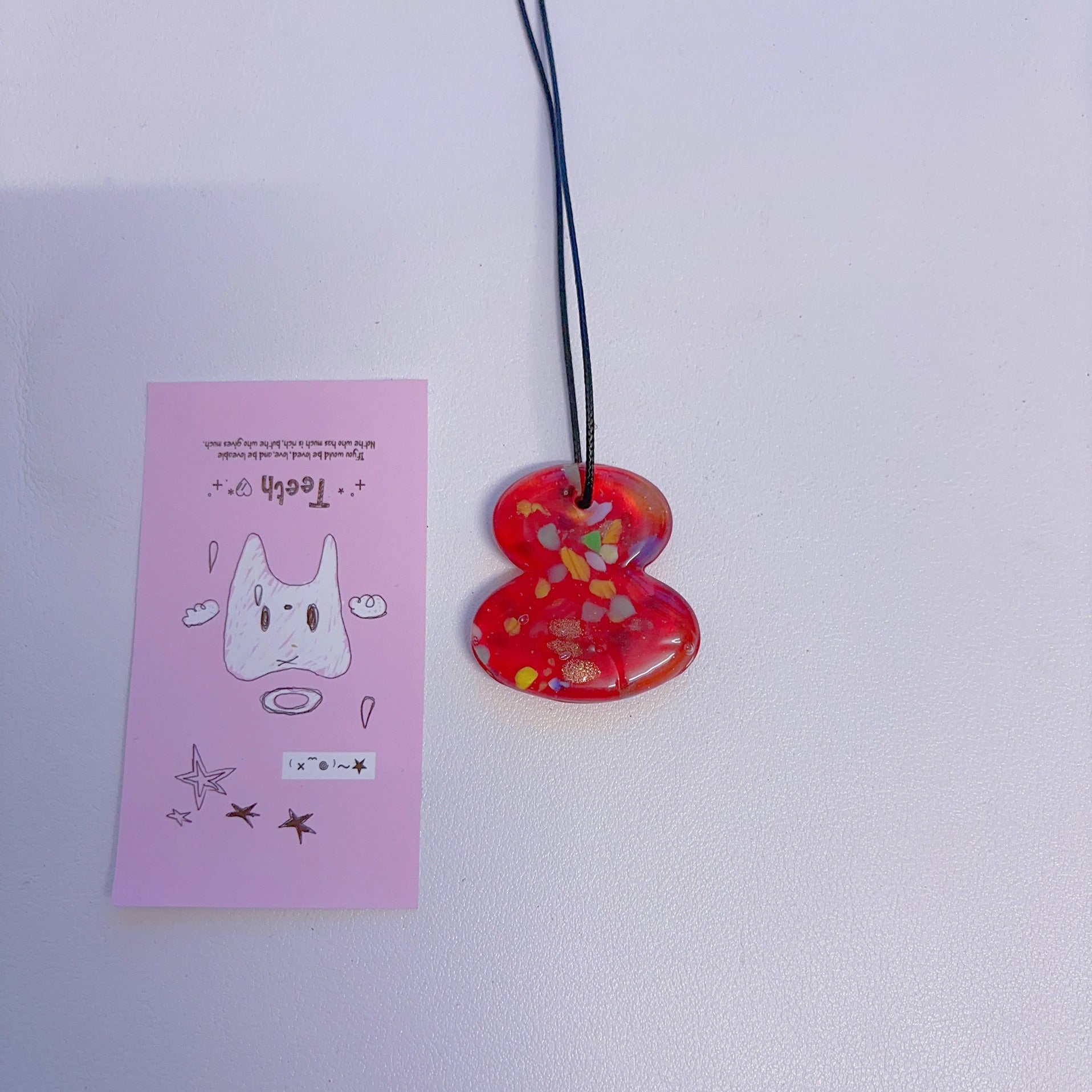 F2 Vintage red necklace, vintage glass necklace, non-fading handmade necklace, glass pendant necklace, design sense necklace, colorful necklace.