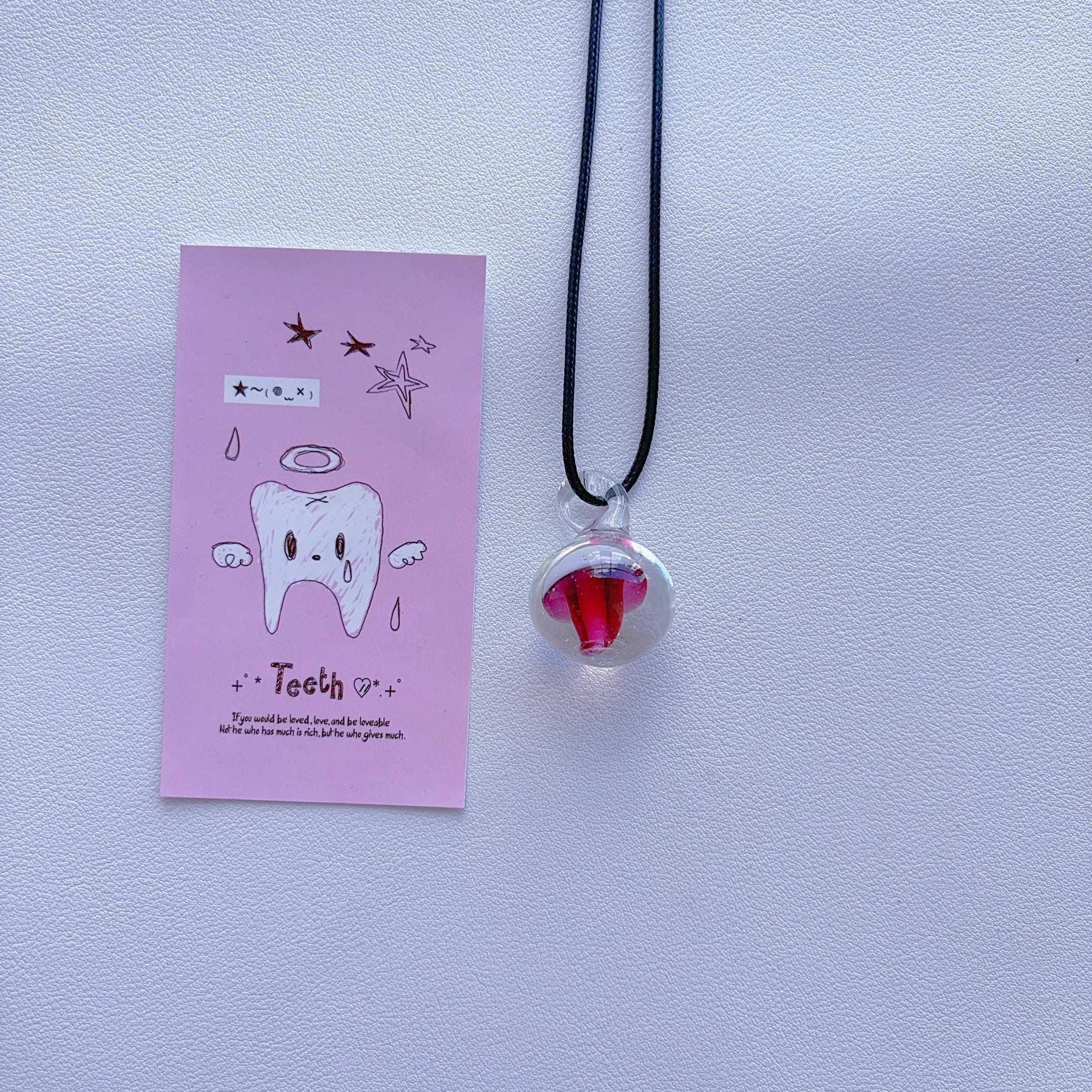 K7 unique pink and purple colored necklace vintage glass necklace glass pendant with a sense of design; minority pendant pendant.