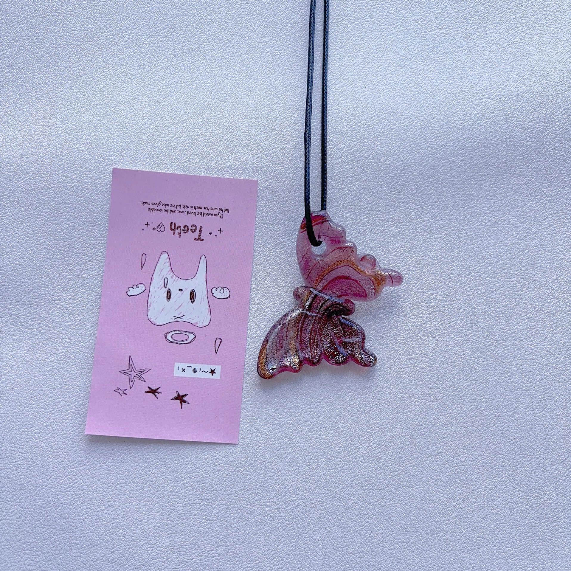 K7 unique pink and purple colored necklace vintage glass necklace glass pendant with a sense of design; minority pendant pendant.