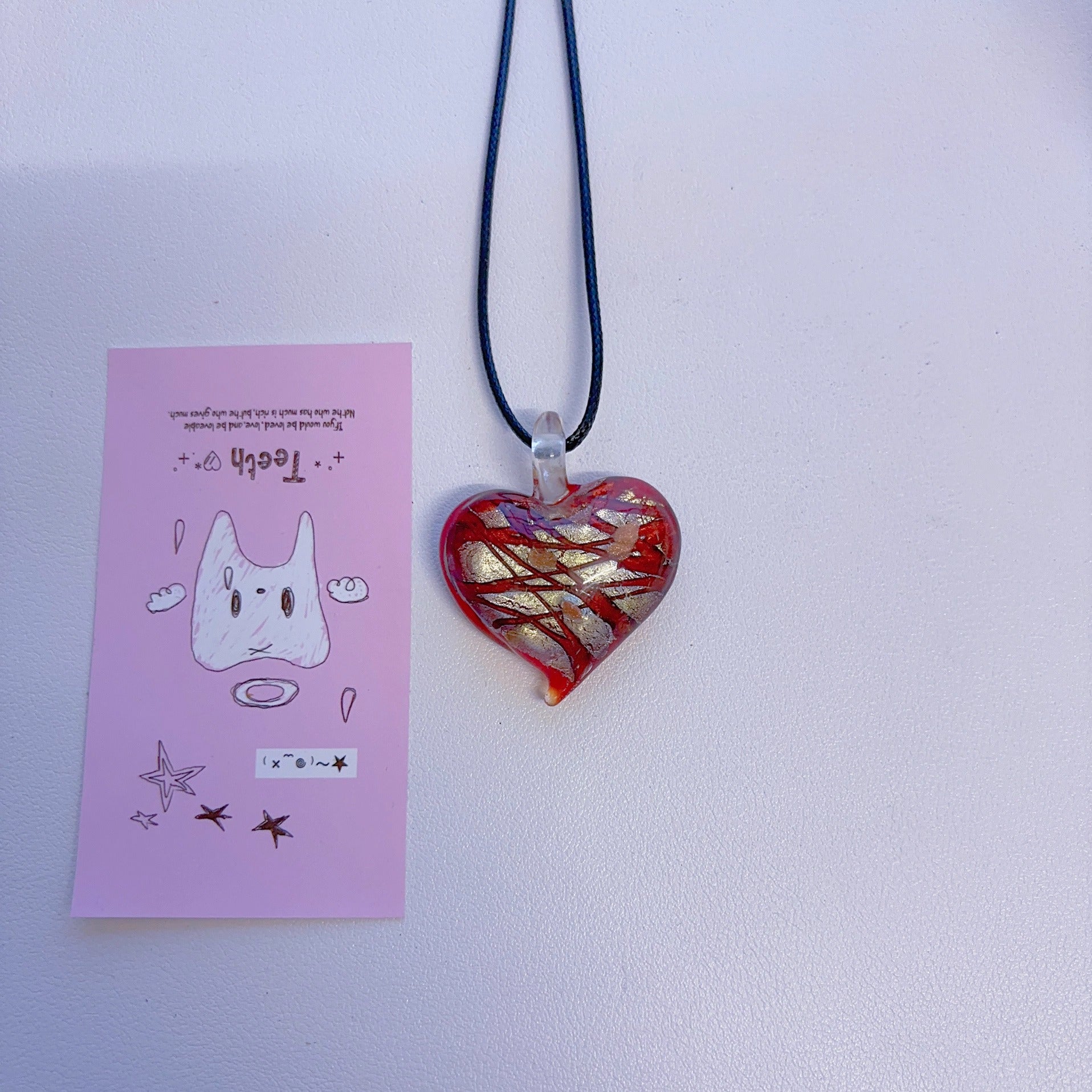 F2 Vintage red necklace, vintage glass necklace, non-fading handmade necklace, glass pendant necklace, design sense necklace, colorful necklace.