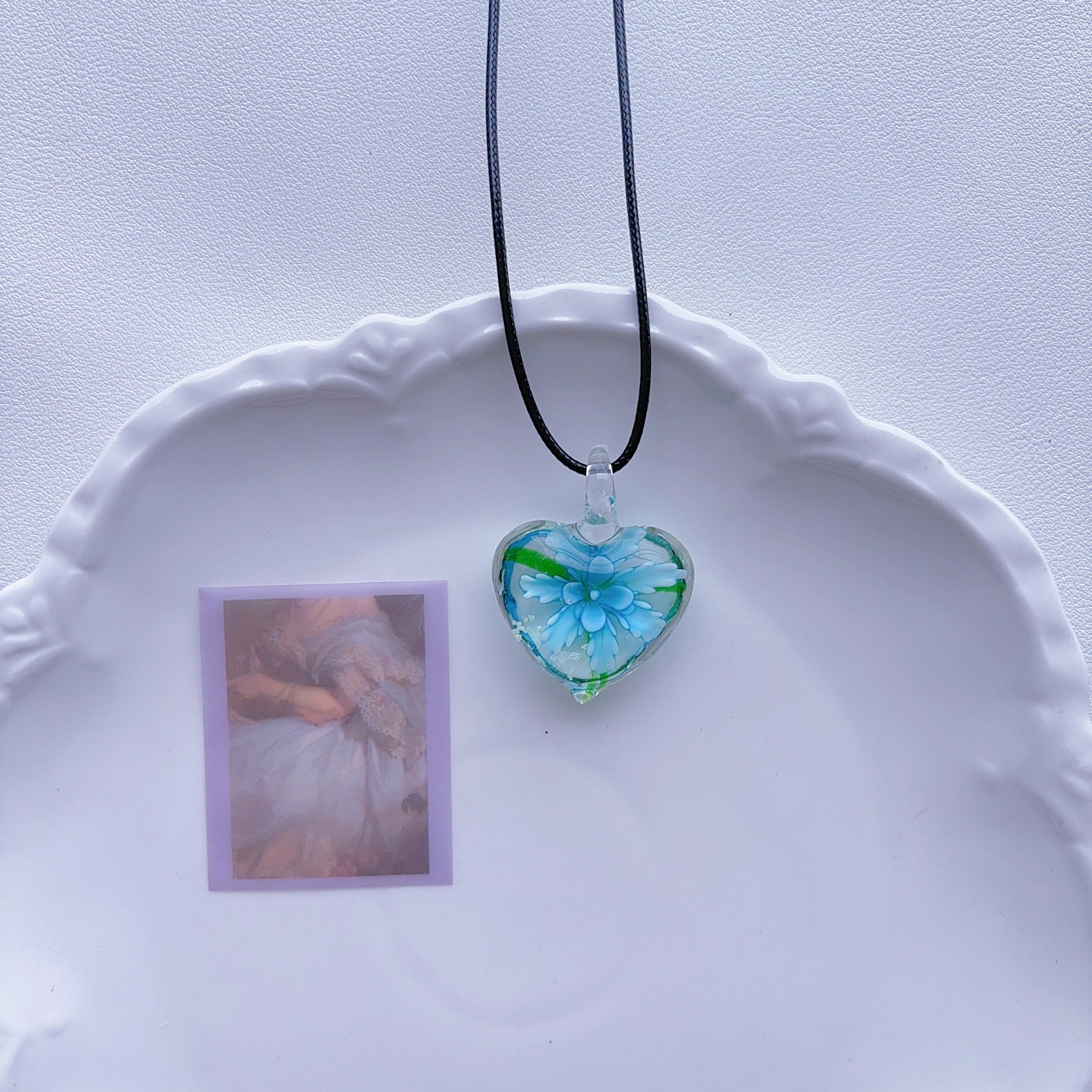 K4 new glass pendant glass necklace hand-made colorful versatile non-collision minority ins style non-fading necklace