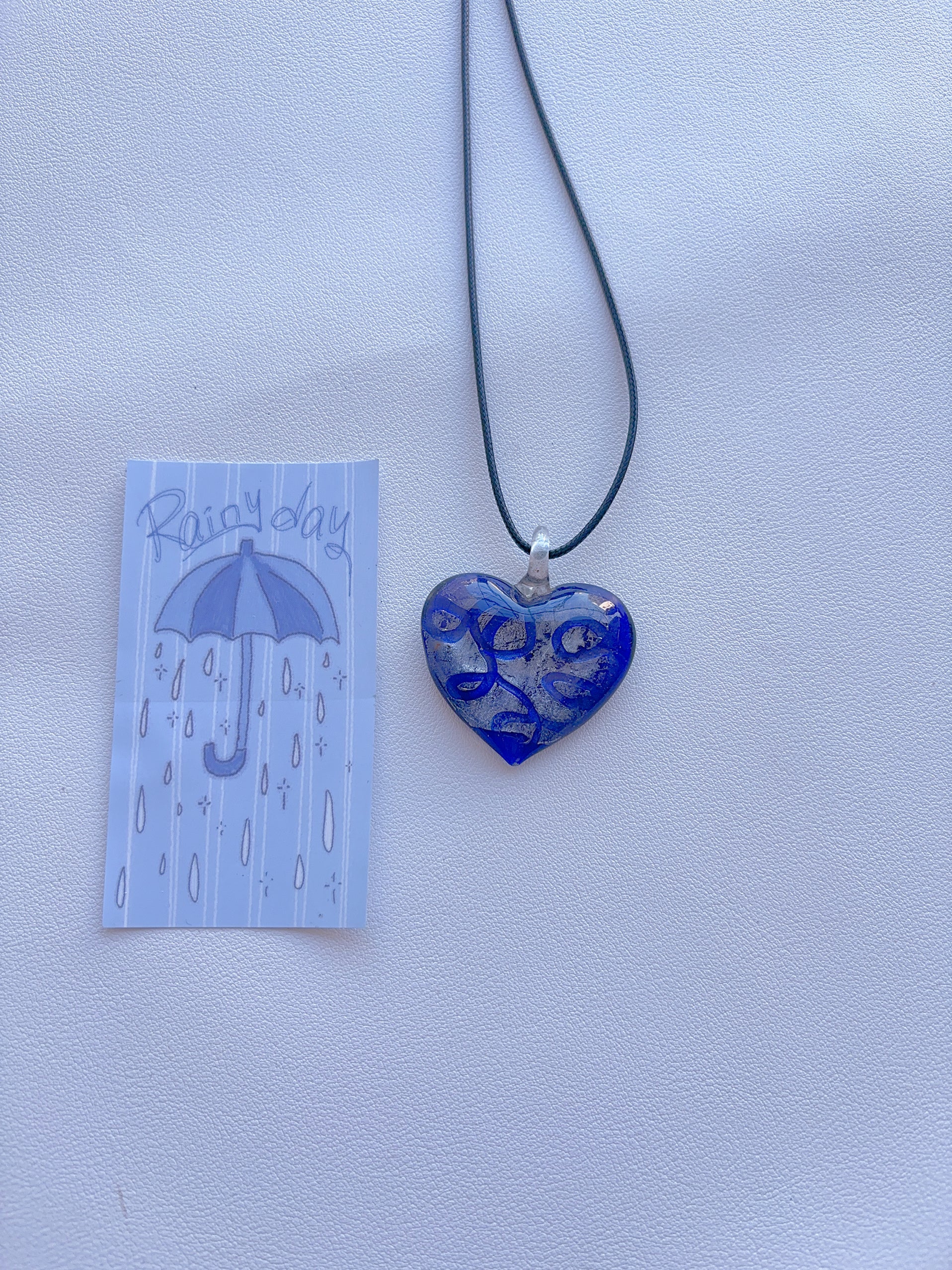 K8 sapphire blue necklace; glass necklace; glass pendant; design sense necklace; minority color hand-made necklace.