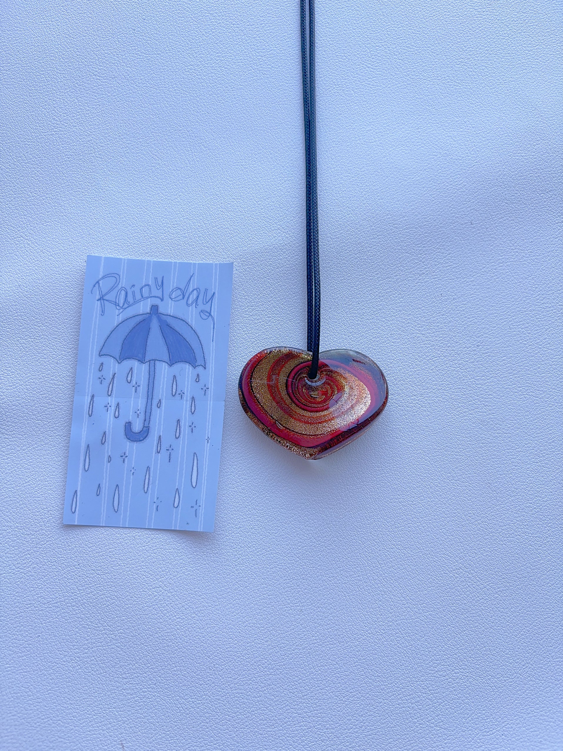 K9 Antique Gold Fused Glass Pendant Necklace; Colorful Glass Pendant; Long Women's Accessory Necklace; Handmade Minority