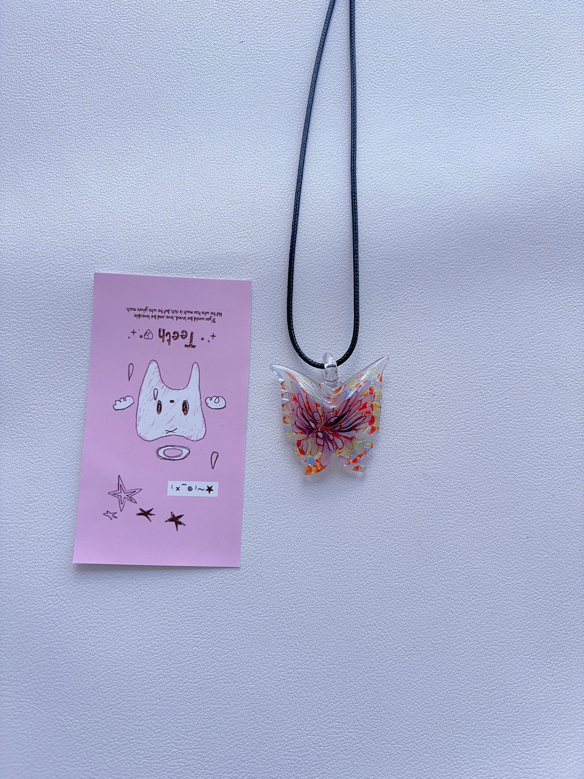 K7 unique pink and purple colored necklace vintage glass necklace glass pendant with a sense of design; minority pendant pendant.