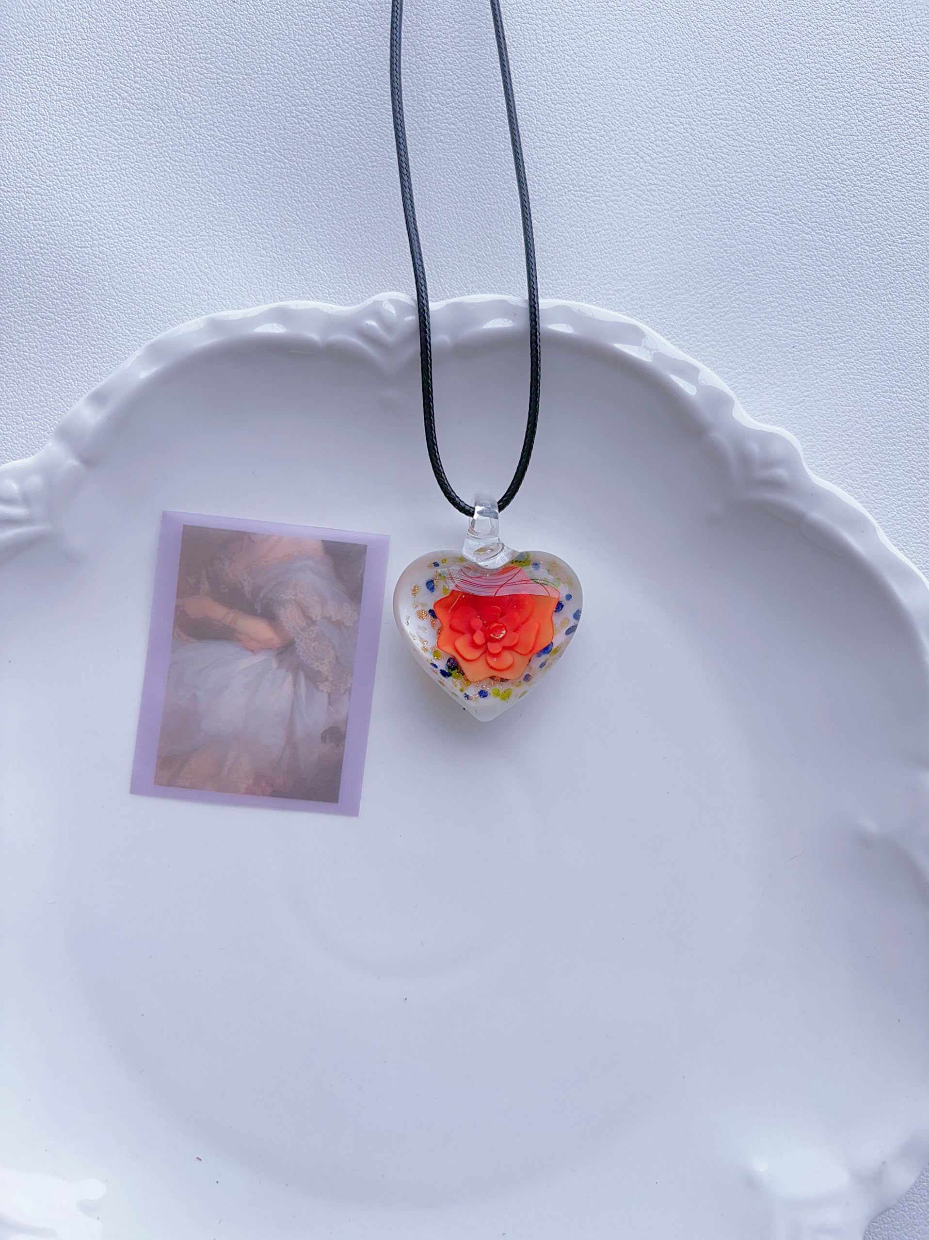 K4 new glass pendant glass necklace hand-made colorful versatile non-collision minority ins style non-fading necklace