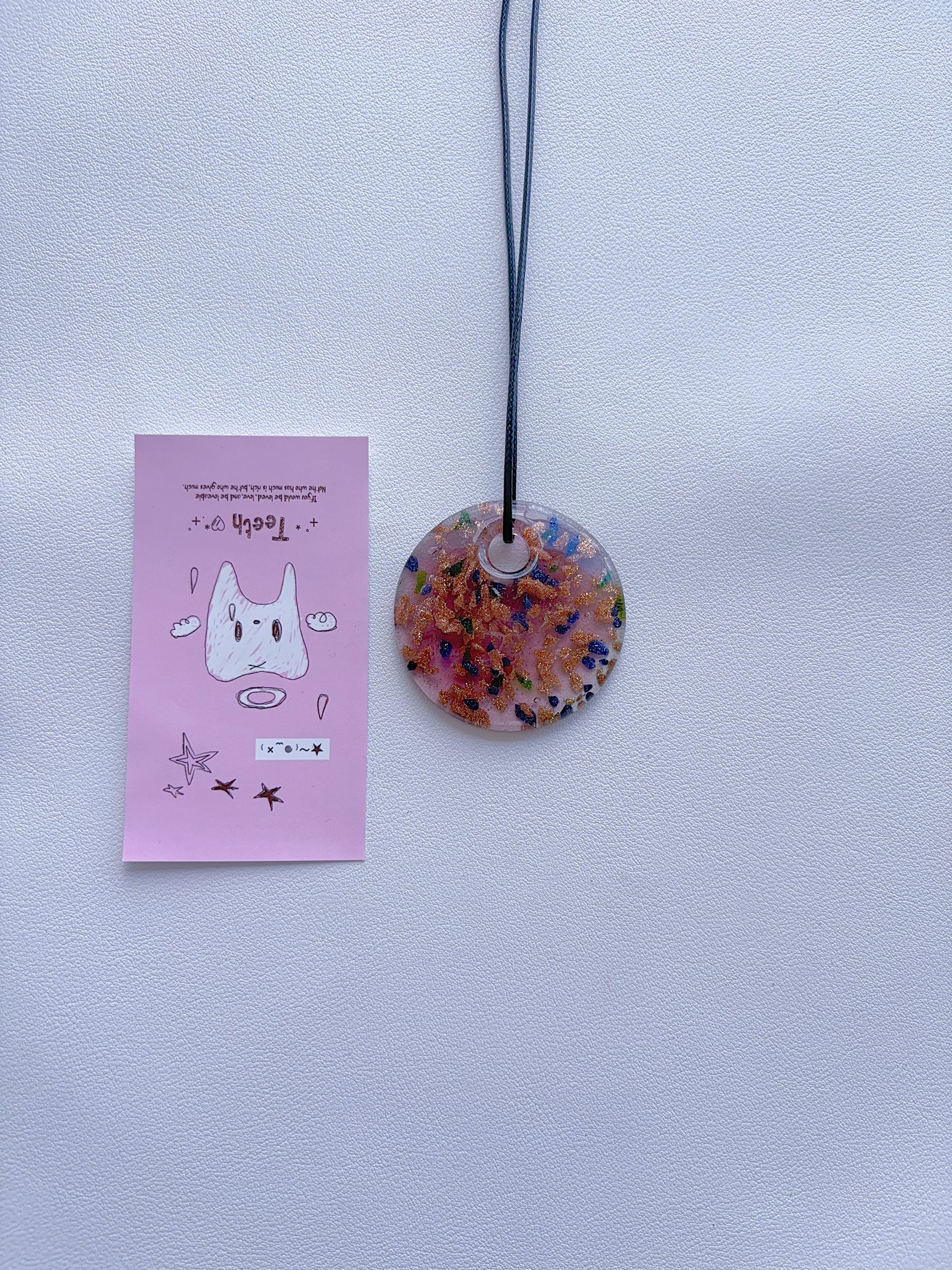 K7 unique pink and purple colored necklace vintage glass necklace glass pendant with a sense of design; minority pendant pendant.