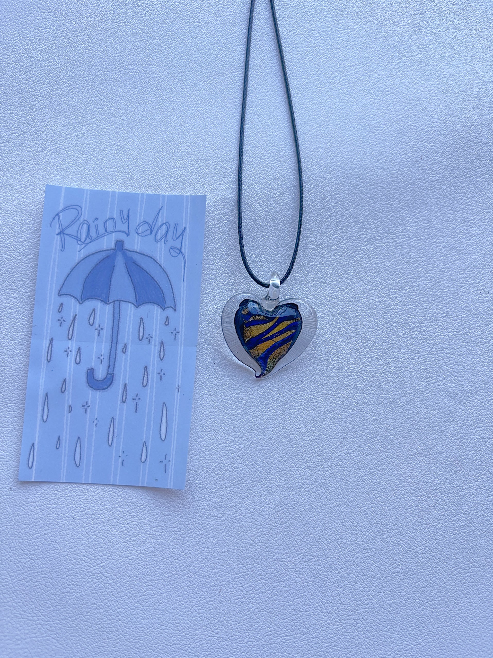 K9 Antique Gold Fused Glass Pendant Necklace; Colorful Glass Pendant; Long Women's Accessory Necklace; Handmade Minority