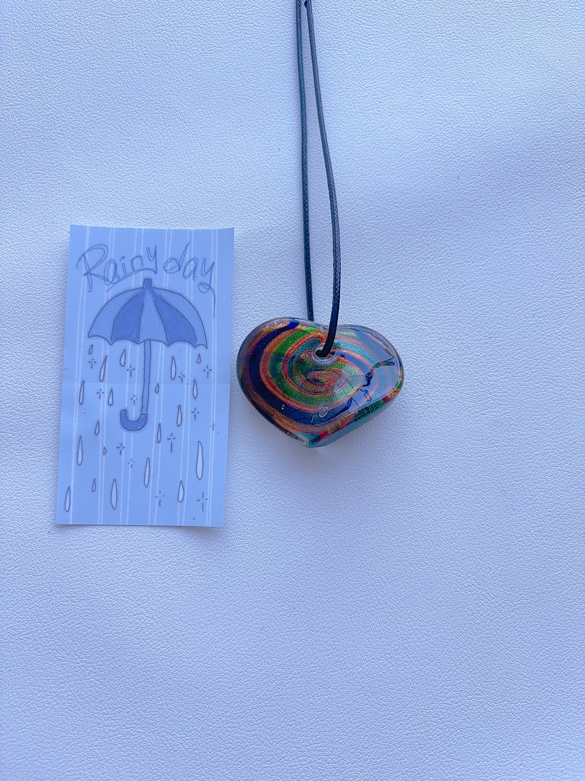 K9 Antique Gold Fused Glass Pendant Necklace; Colorful Glass Pendant; Long Women's Accessory Necklace; Handmade Minority