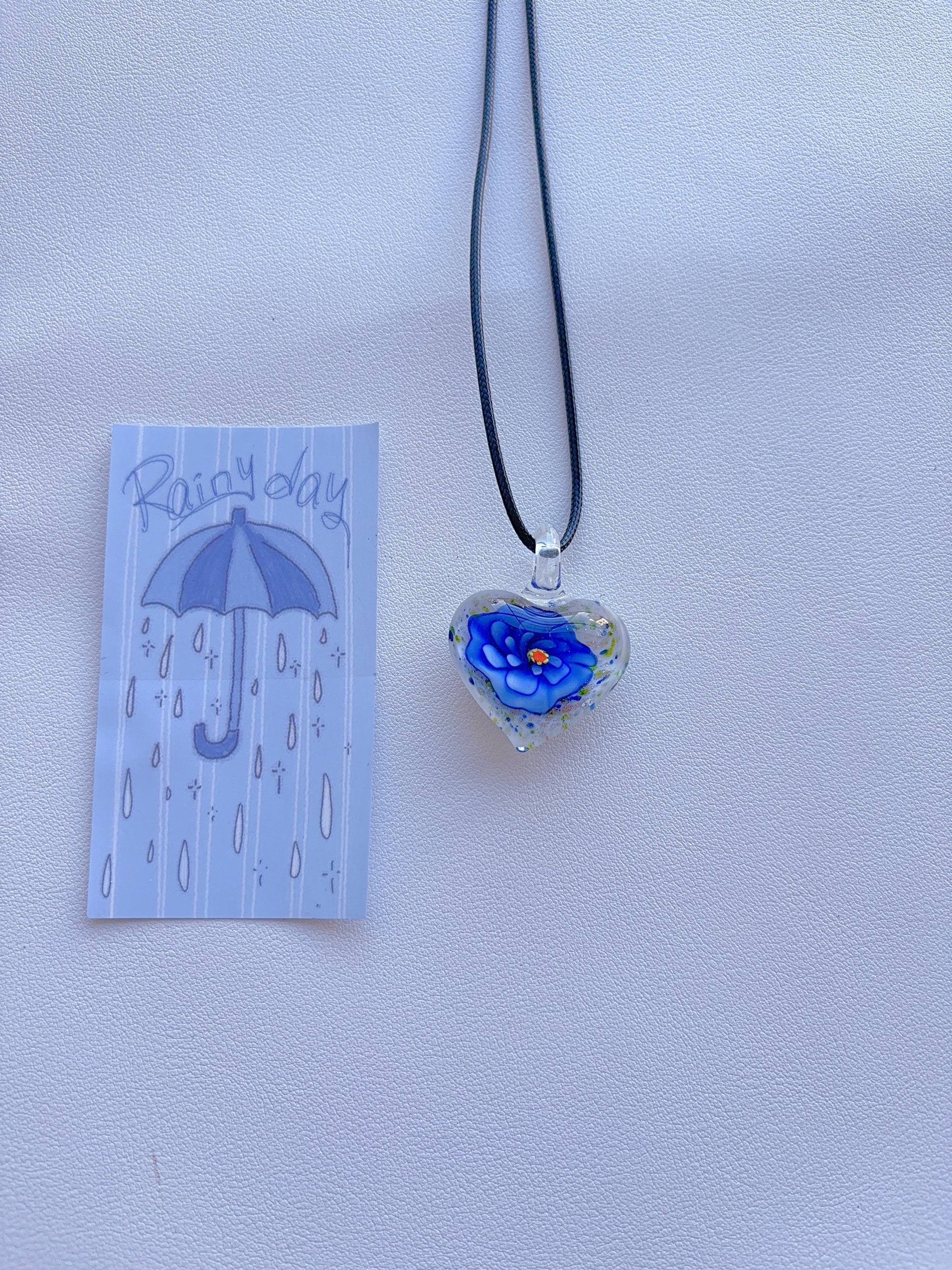 K8 sapphire blue necklace; glass necklace; glass pendant; design sense necklace; minority color hand-made necklace.