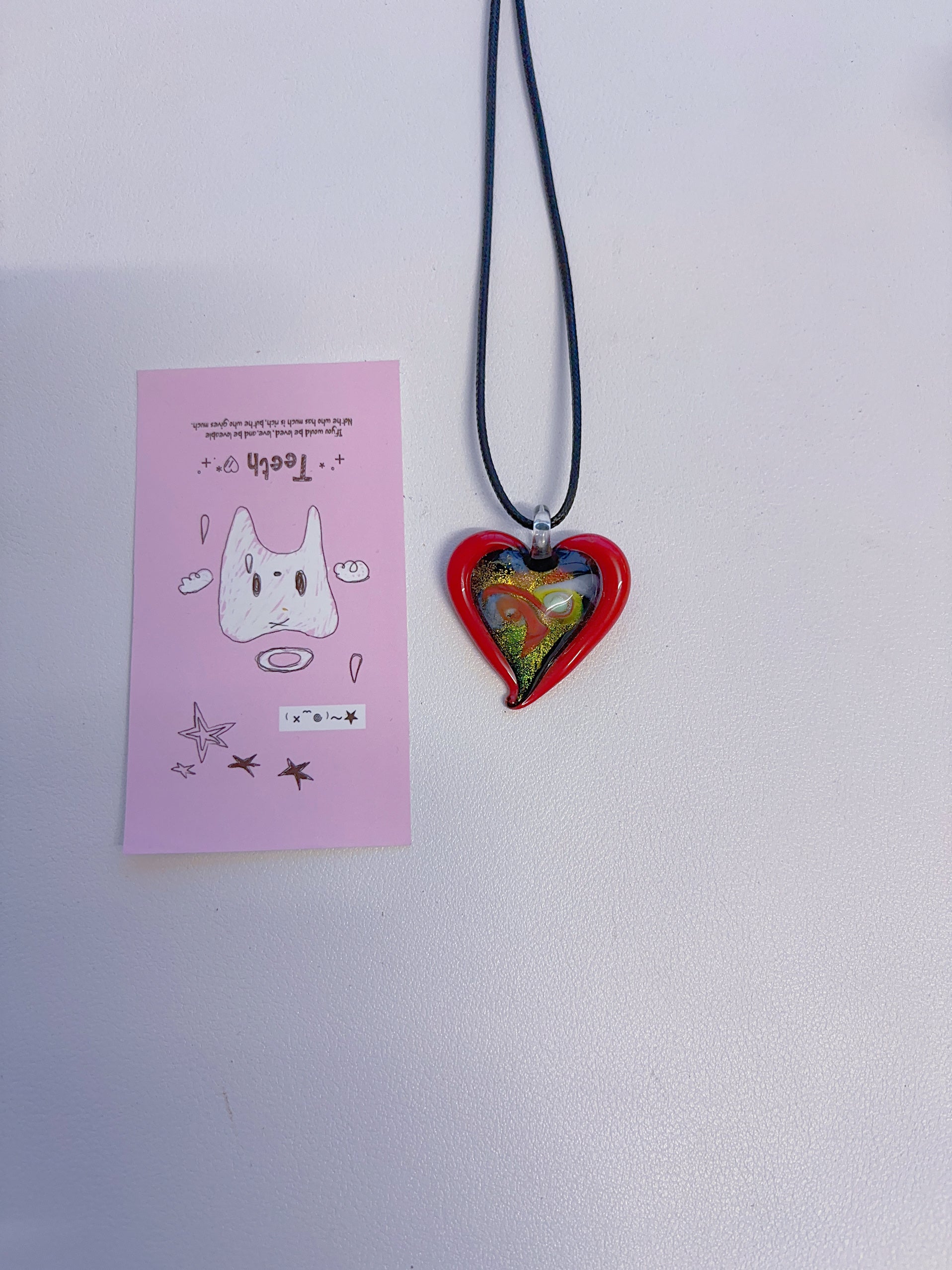 F2 Vintage red necklace, vintage glass necklace, non-fading handmade necklace, glass pendant necklace, design sense necklace, colorful necklace.