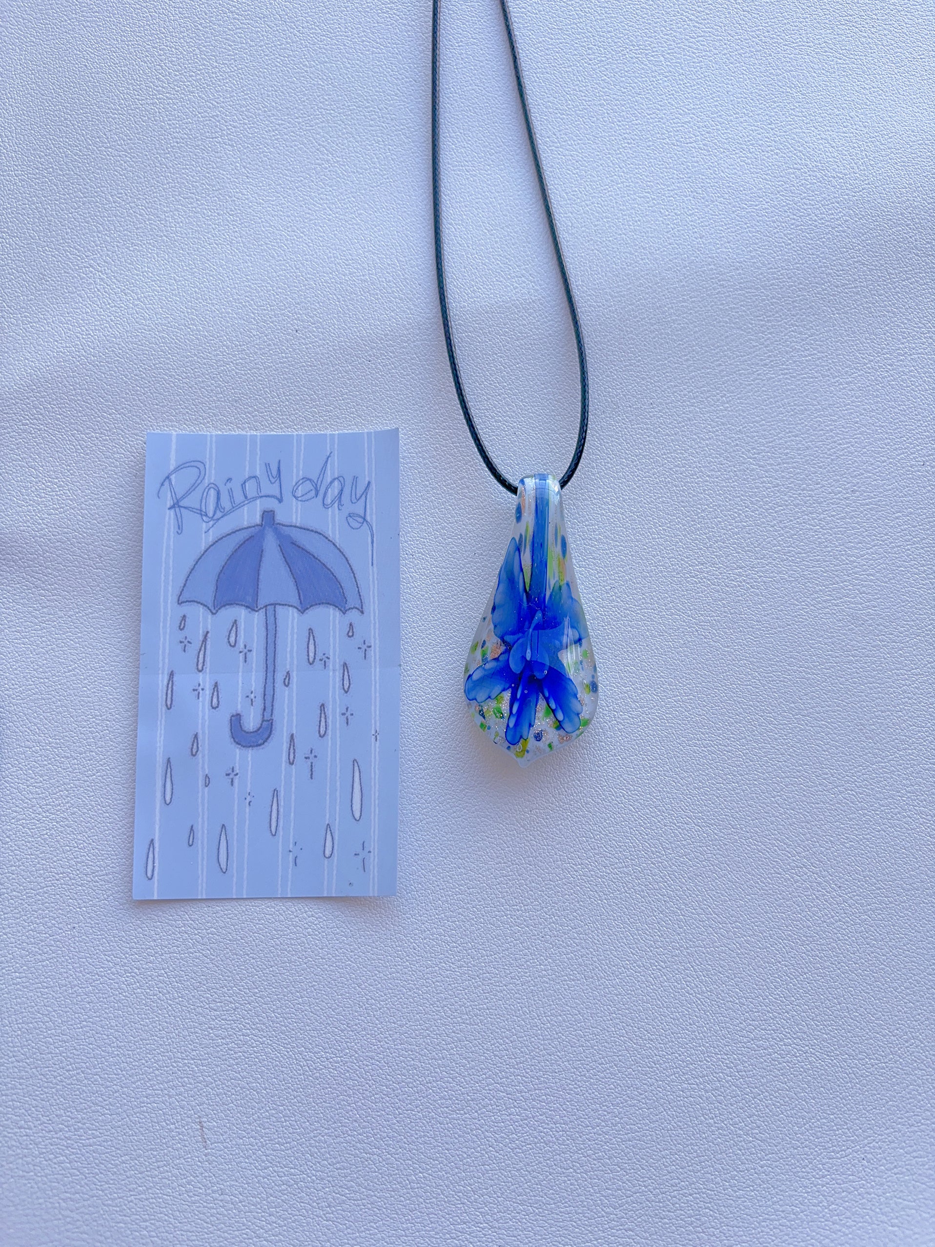 K8 sapphire blue necklace; glass necklace; glass pendant; design sense necklace; minority color hand-made necklace.