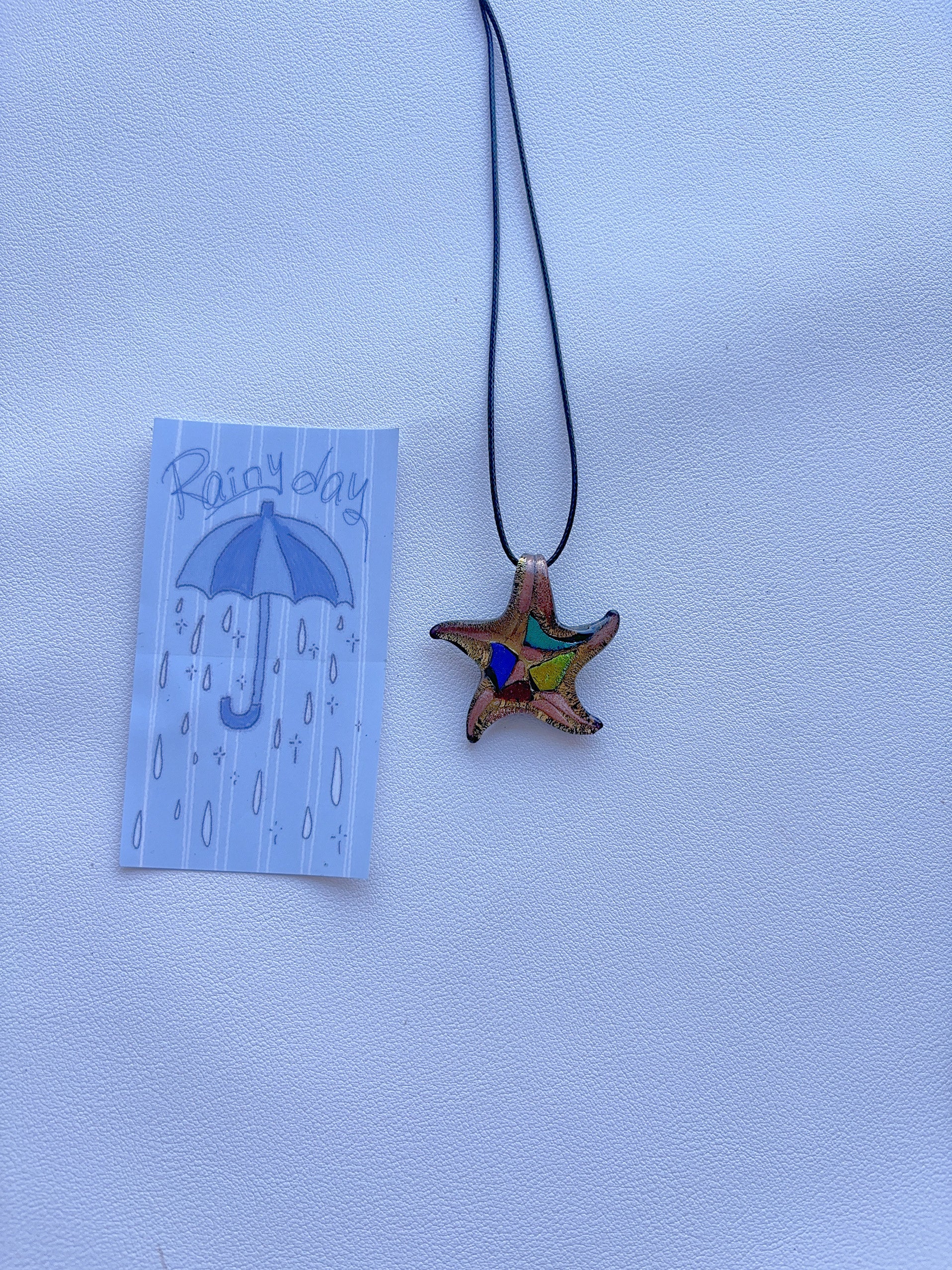 K9 Antique Gold Fused Glass Pendant Necklace; Colorful Glass Pendant; Long Women's Accessory Necklace; Handmade Minority