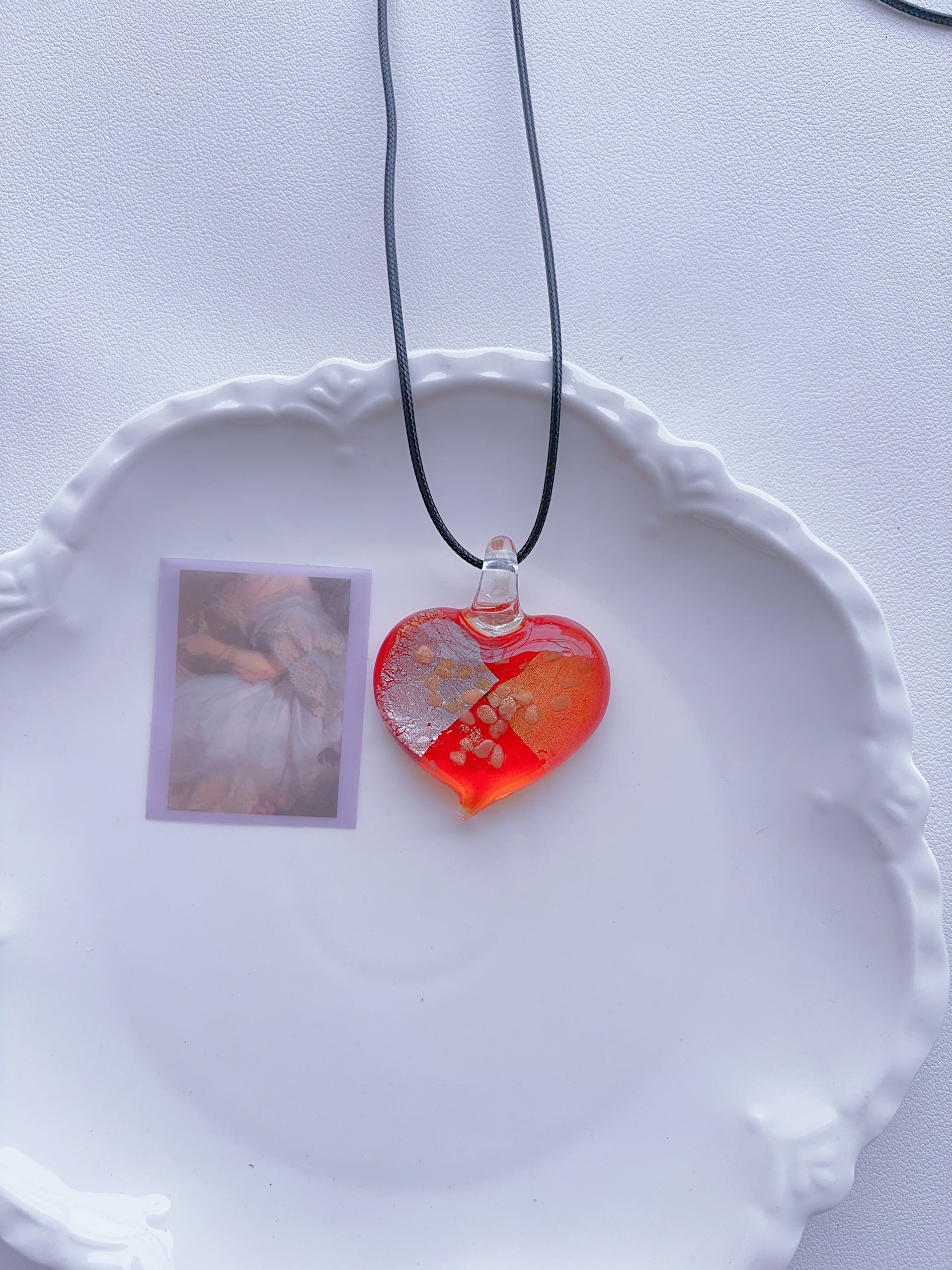 K4 new glass pendant glass necklace hand-made colorful versatile non-collision minority ins style non-fading necklace