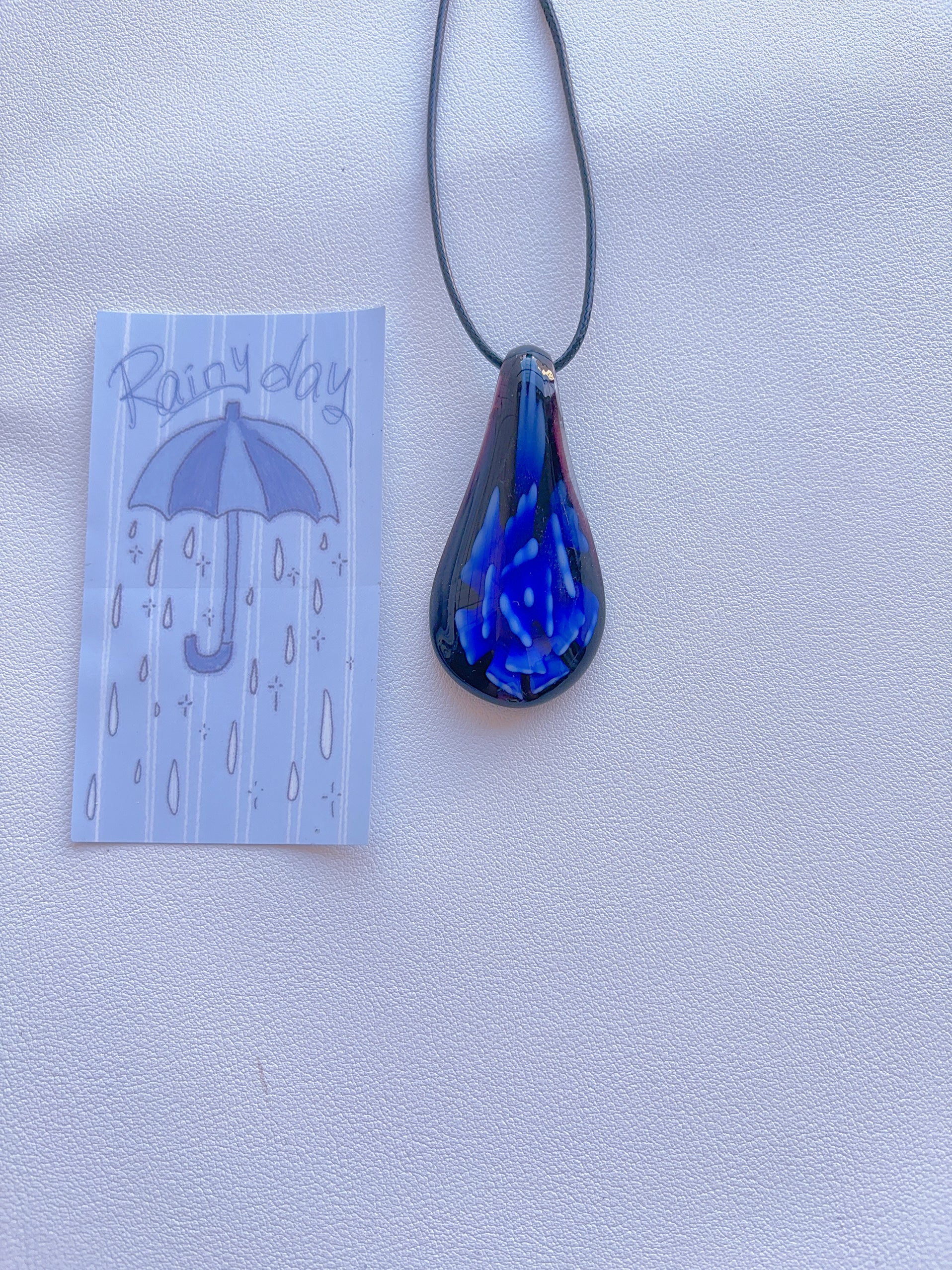 K8 sapphire blue necklace; glass necklace; glass pendant; design sense necklace; minority color hand-made necklace.
