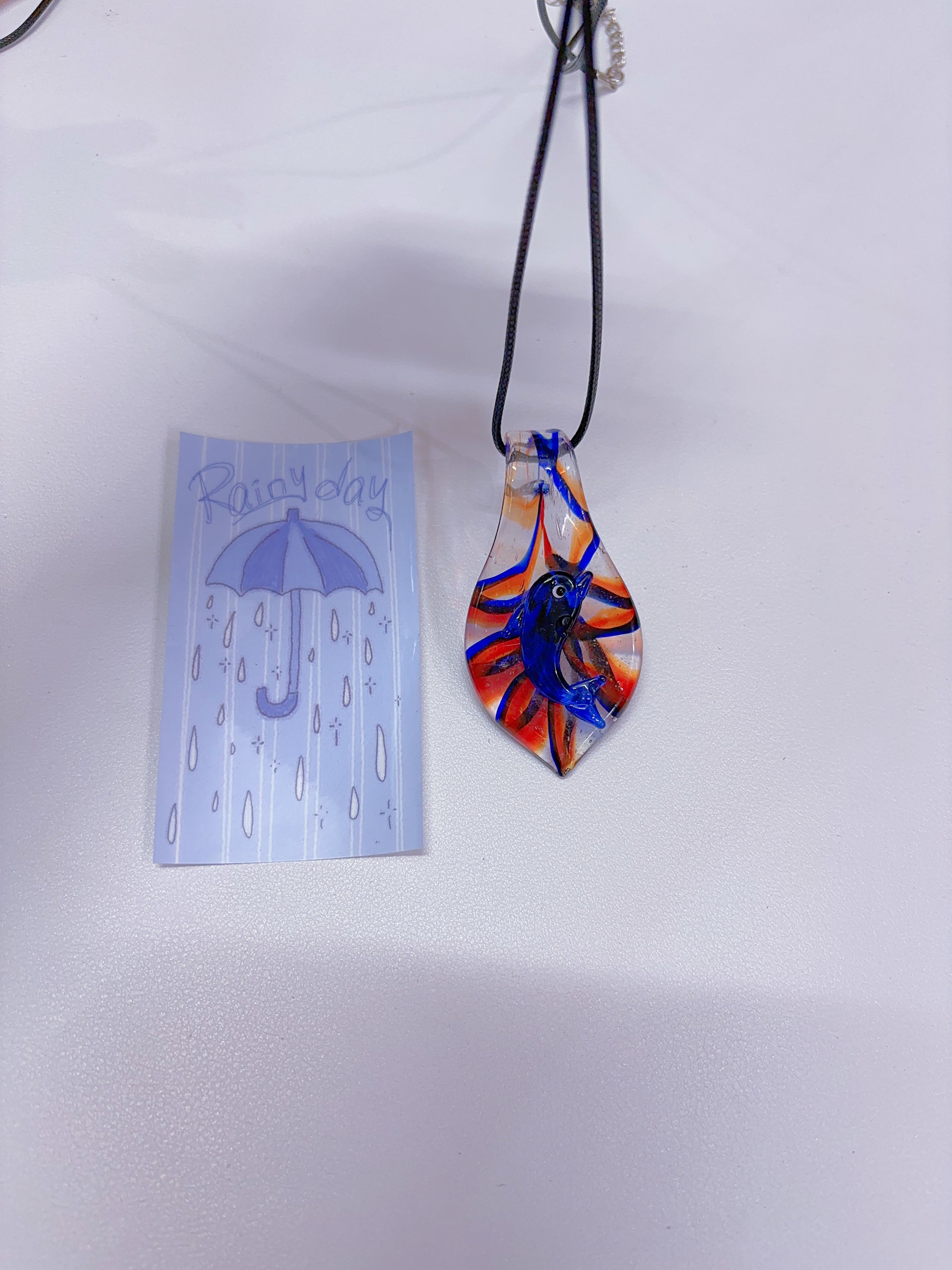 K6 original handmade glass pendant glass necklace colorful necklace original handcraft Y2K literary retro