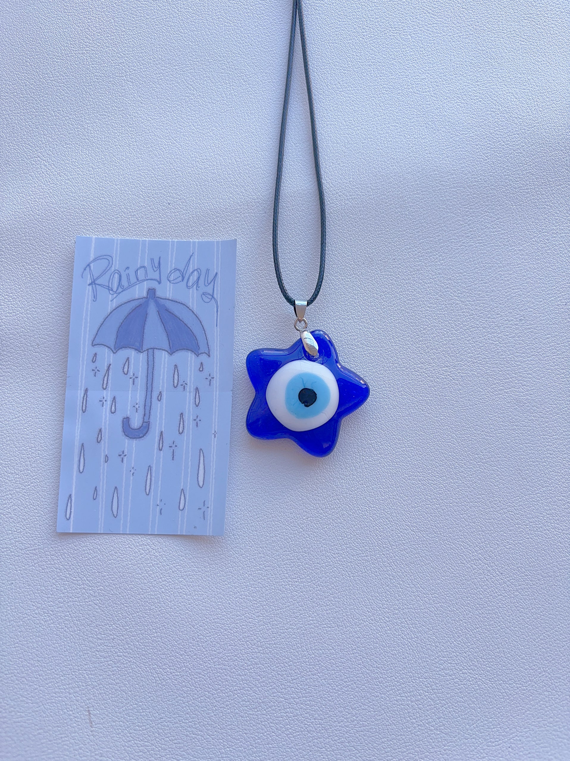 K8 sapphire blue necklace; glass necklace; glass pendant; design sense necklace; minority color hand-made necklace.