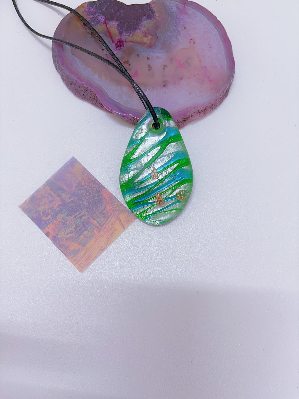 6 Vintage Necklace Dopamine Glass Necklace Baroque Necklace Pendant Vintage Leather Necklace Y2K Color Necklace