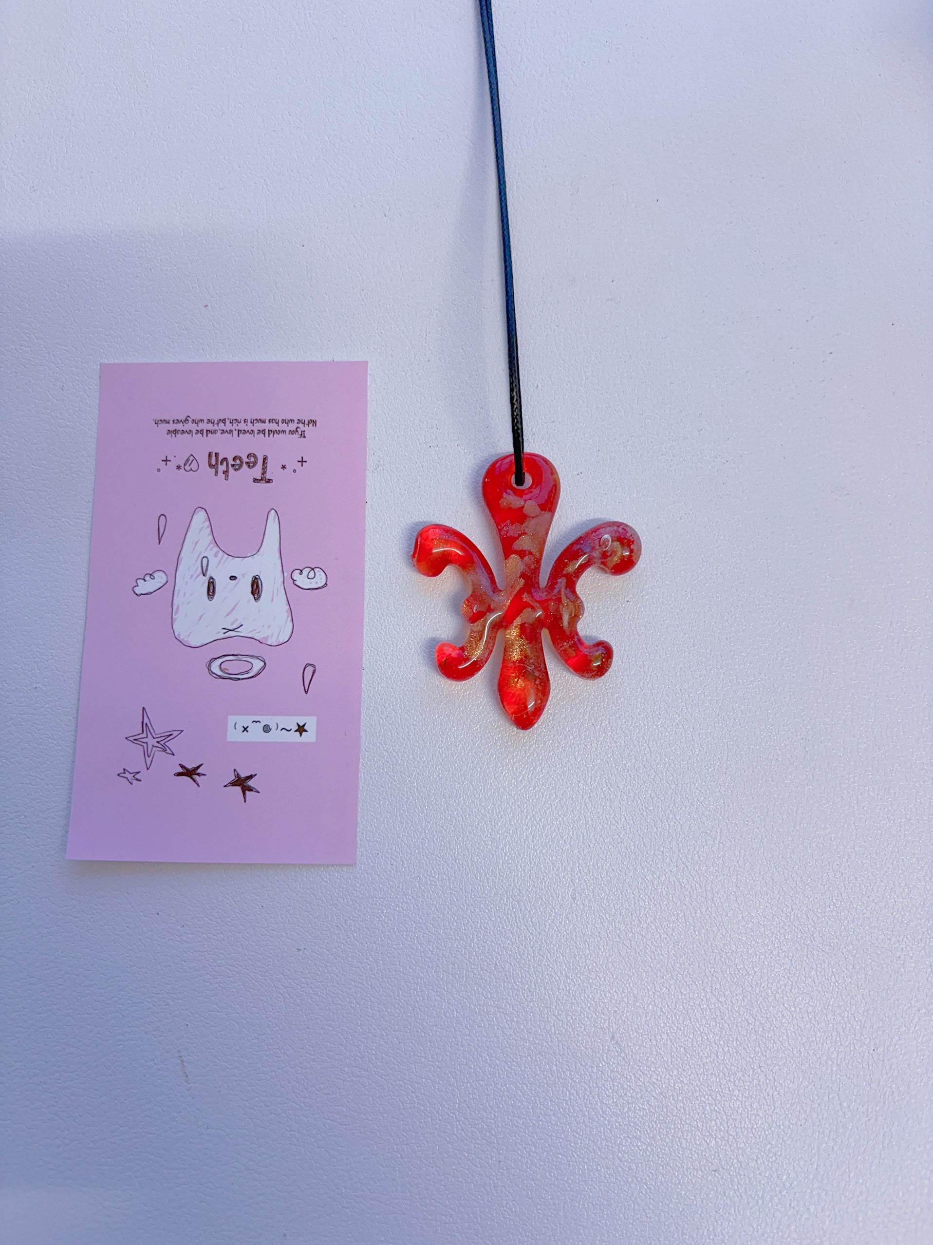 F2 Vintage red necklace, vintage glass necklace, non-fading handmade necklace, glass pendant necklace, design sense necklace, colorful necklace.