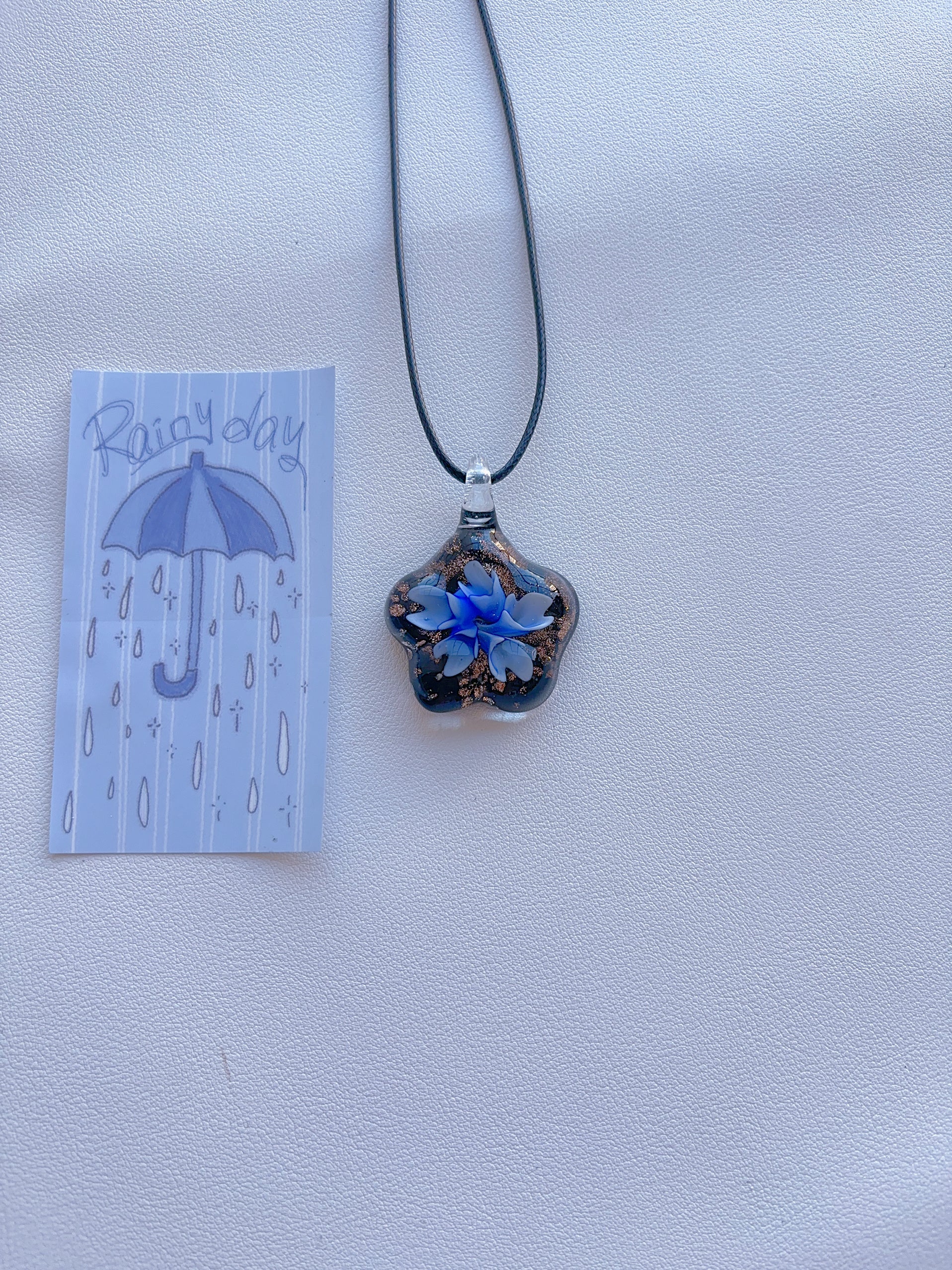 K8 sapphire blue necklace; glass necklace; glass pendant; design sense necklace; minority color hand-made necklace.