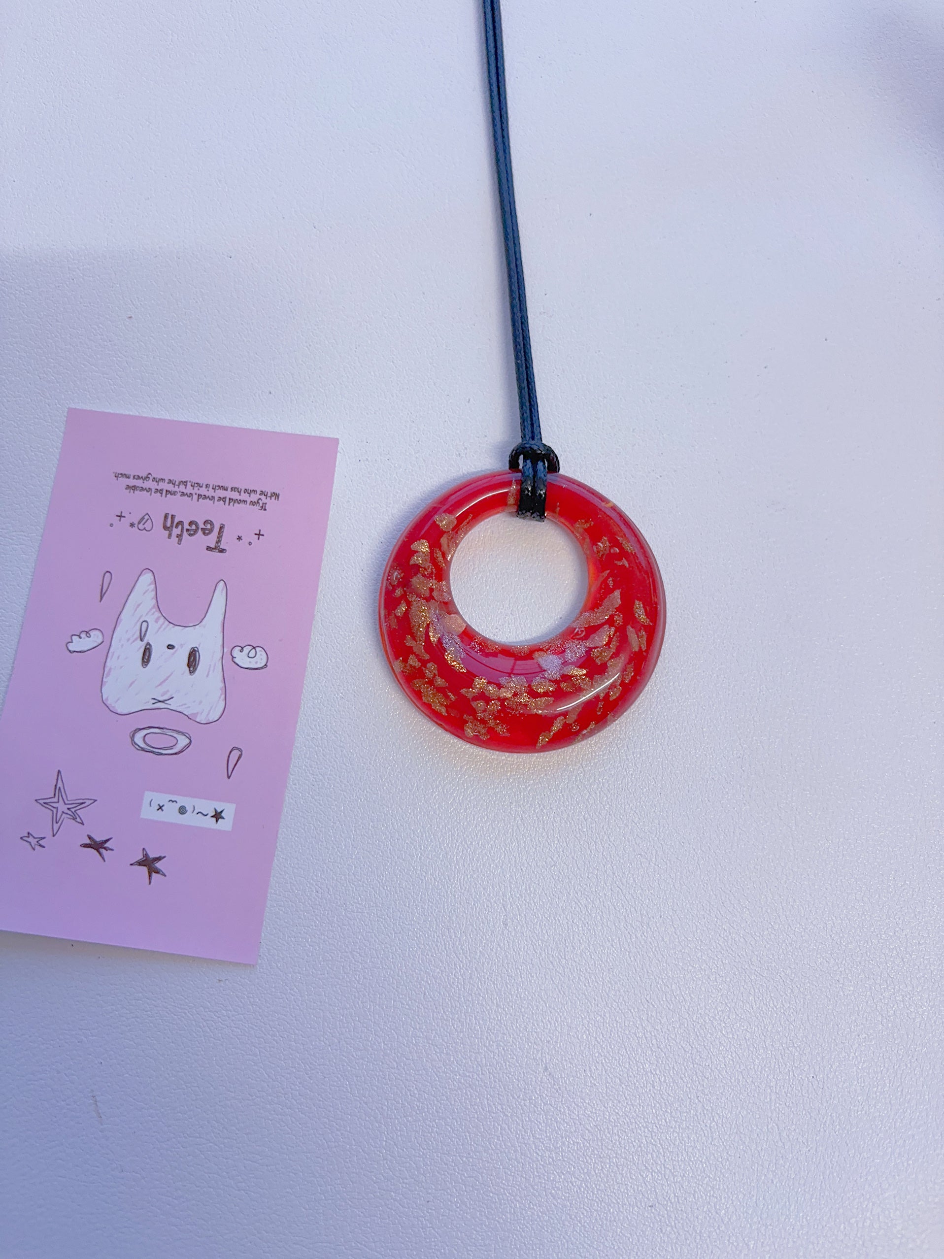 F2 Vintage red necklace, vintage glass necklace, non-fading handmade necklace, glass pendant necklace, design sense necklace, colorful necklace.