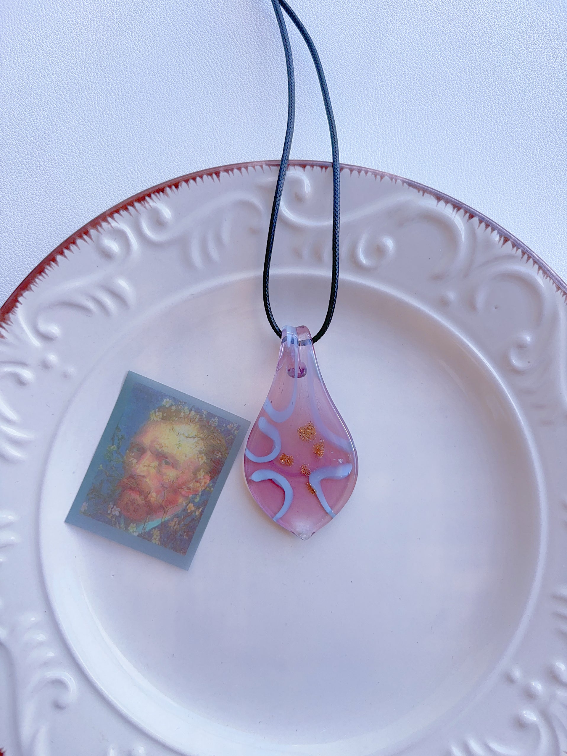 6 Vintage Necklace Dopamine Glass Necklace Baroque Necklace Pendant Vintage Leather Necklace Y2K Color Necklace