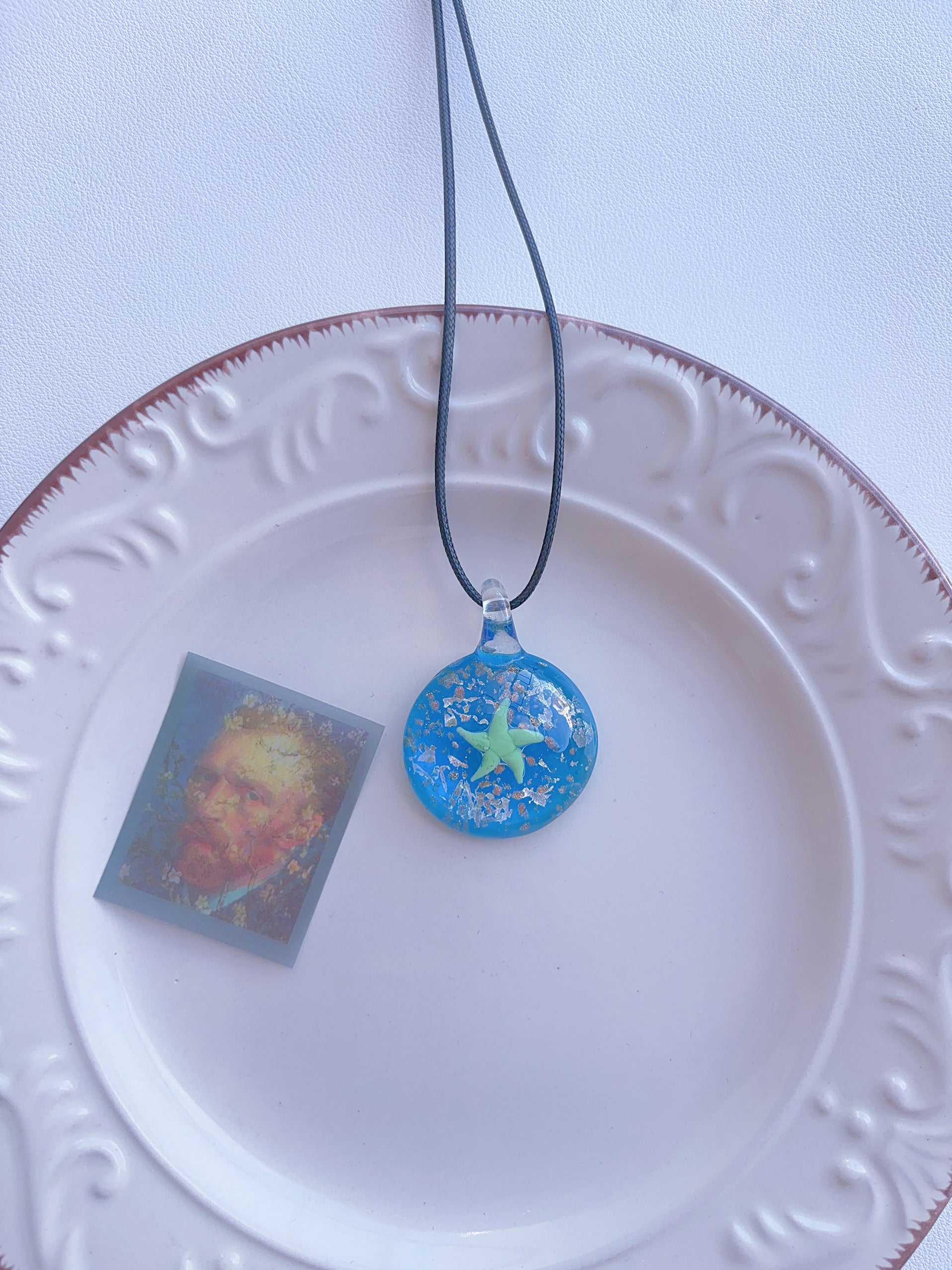 6 Vintage Necklace Dopamine Glass Necklace Baroque Necklace Pendant Vintage Leather Necklace Y2K Color Necklace