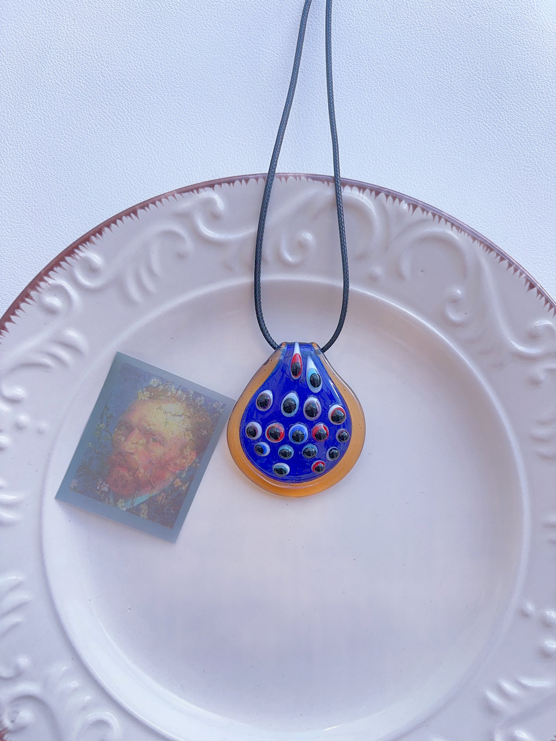 6 Vintage Necklace Dopamine Glass Necklace Baroque Necklace Pendant Vintage Leather Necklace Y2K Color Necklace