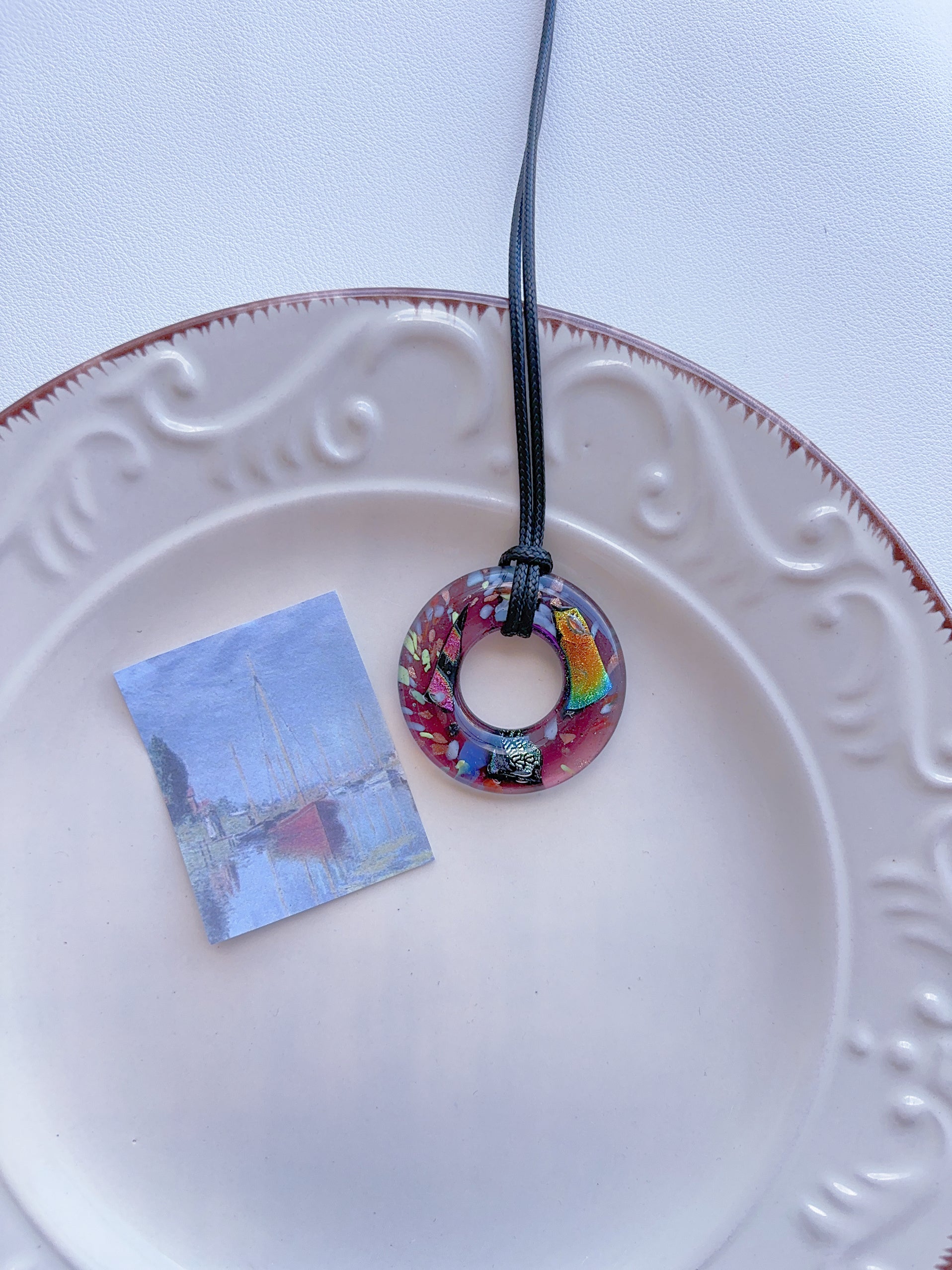 6 Vintage Necklace Dopamine Glass Necklace Baroque Necklace Pendant Vintage Leather Necklace Y2K Color Necklace