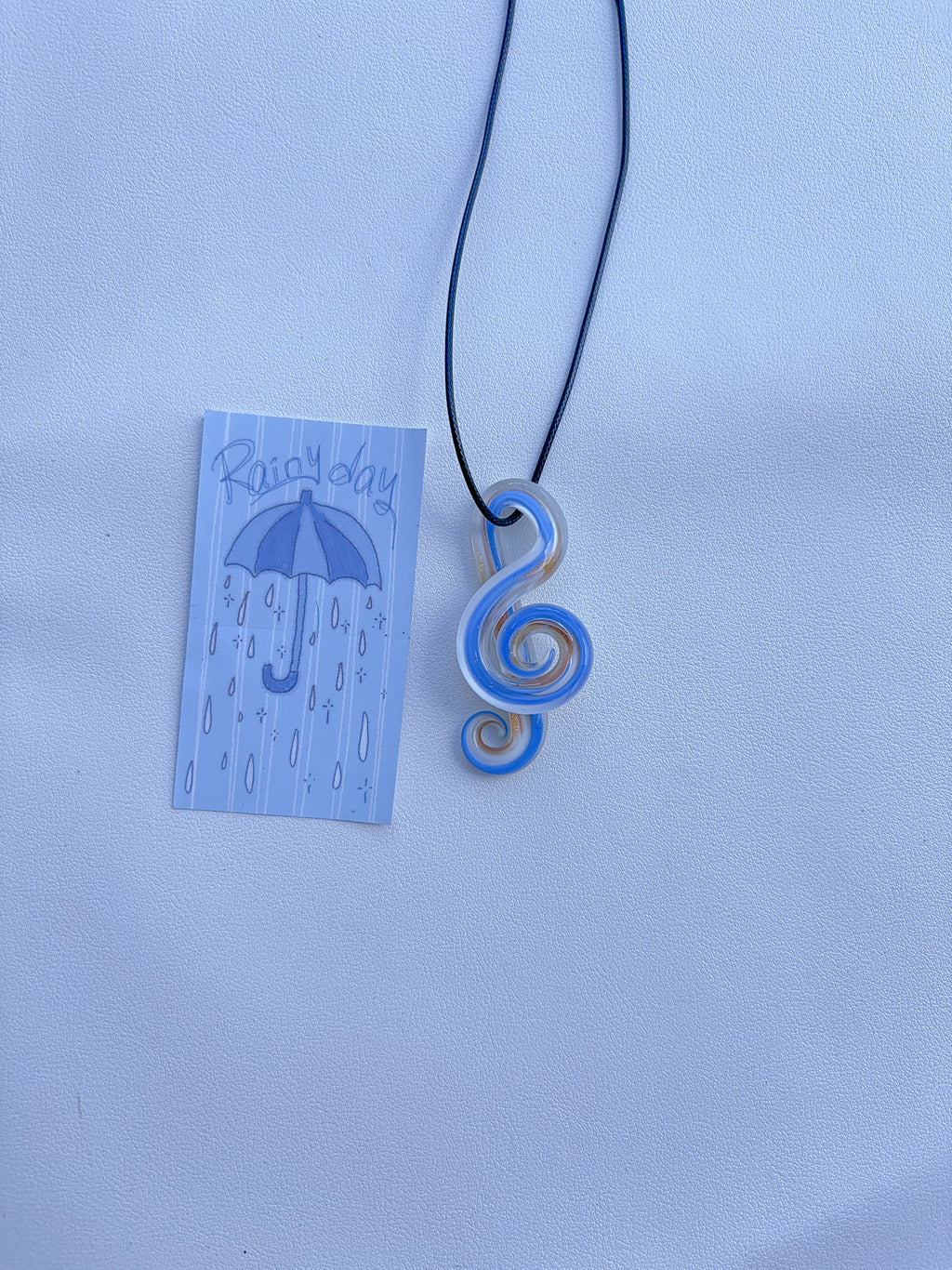 K6 blue necklace glass necklace design sense necklace colorful necklace leather rope long necklace y2k glass pendant female