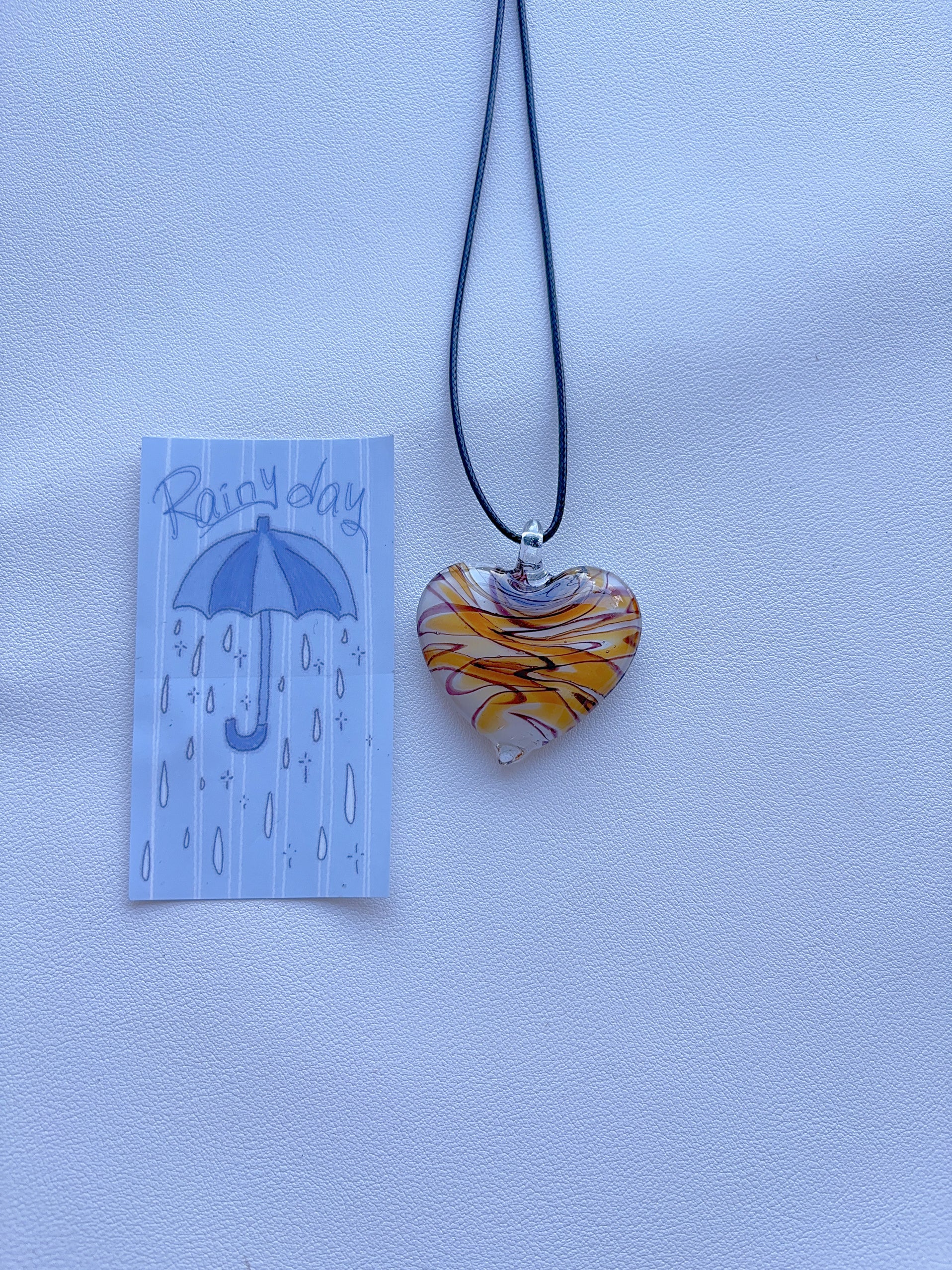 K9 Antique Gold Fused Glass Pendant Necklace; Colorful Glass Pendant; Long Women's Accessory Necklace; Handmade Minority