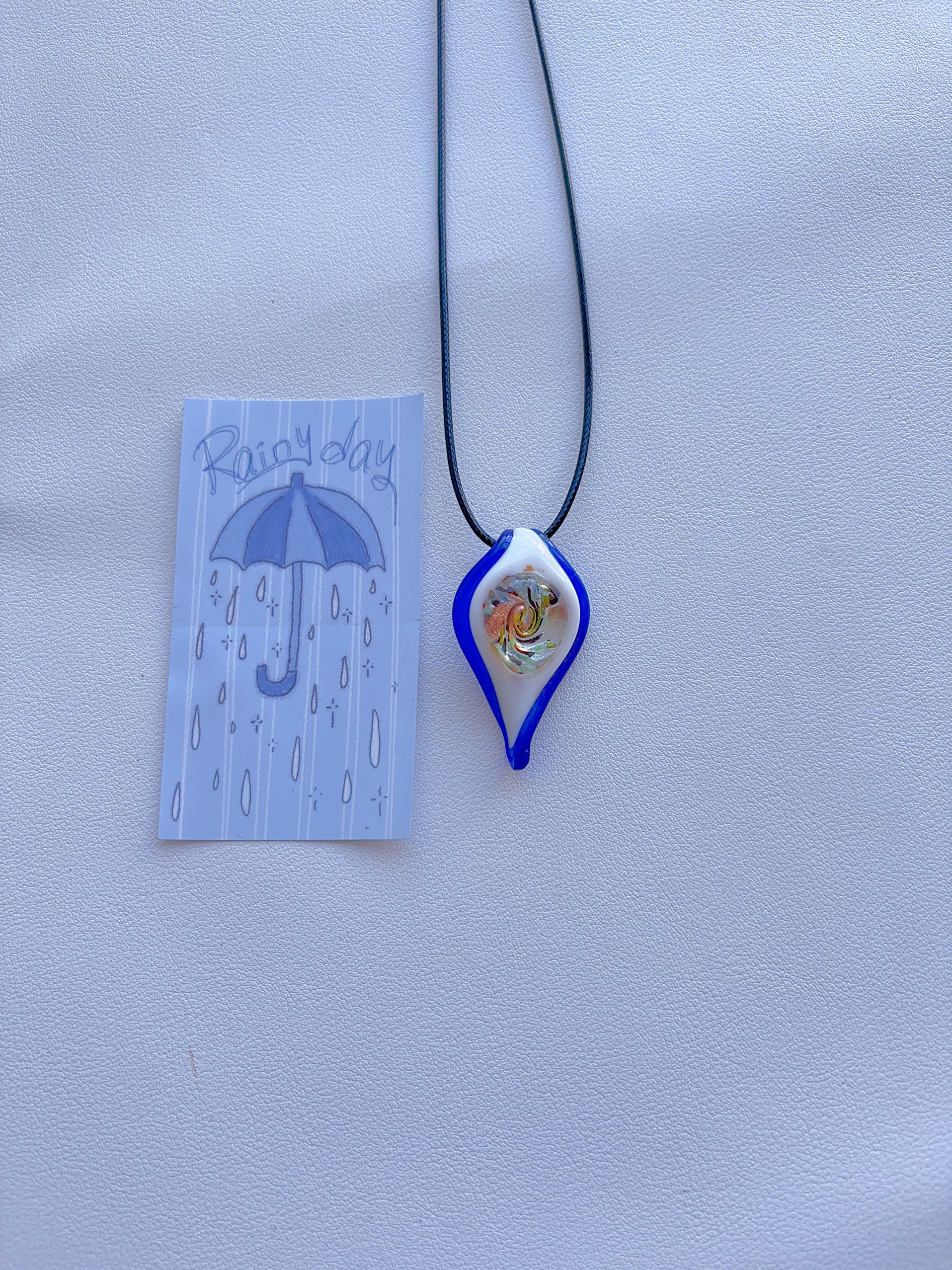 K8 sapphire blue necklace; glass necklace; glass pendant; design sense necklace; minority color hand-made necklace.
