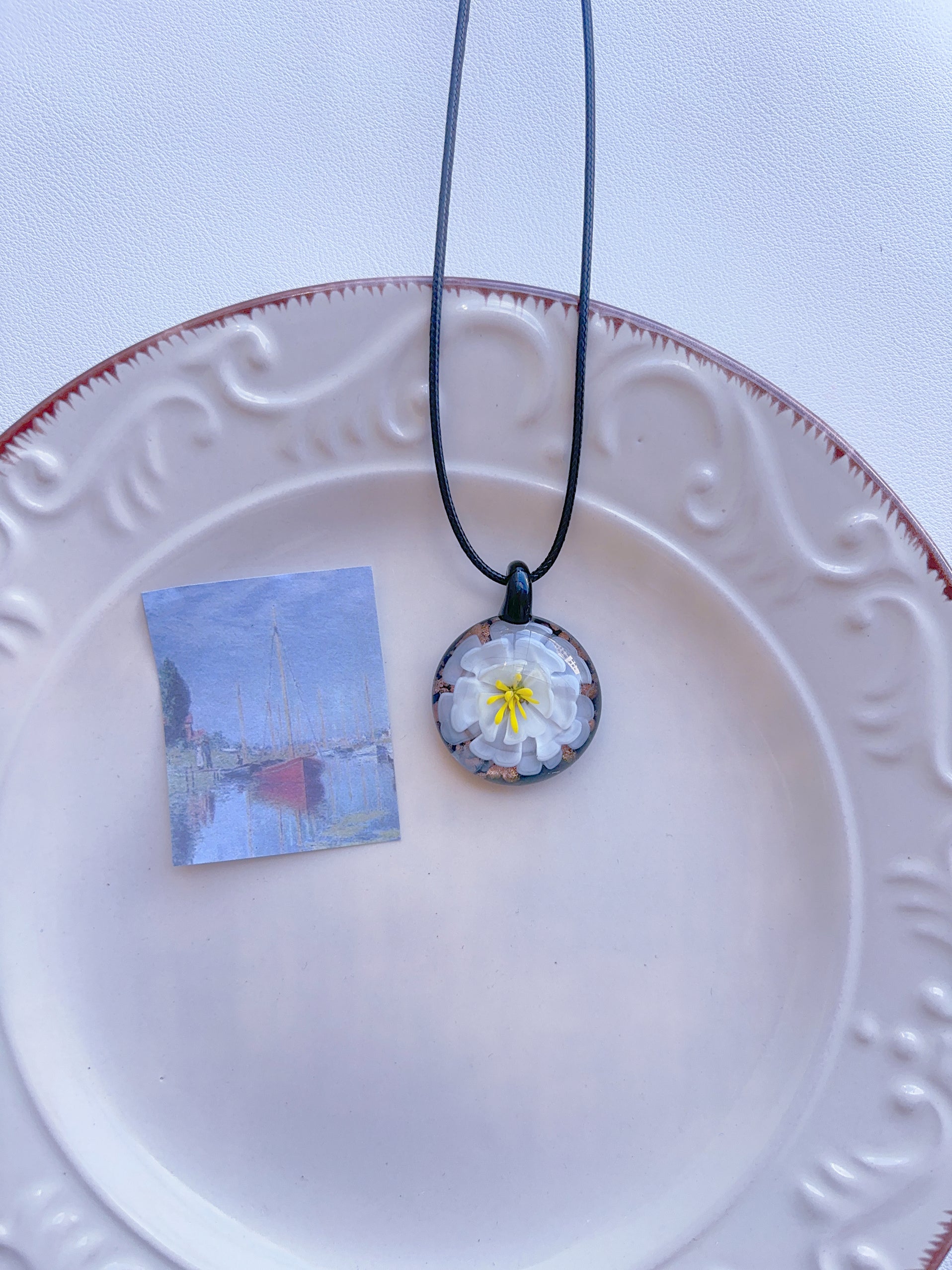 6 Vintage Necklace Dopamine Glass Necklace Baroque Necklace Pendant Vintage Leather Necklace Y2K Color Necklace