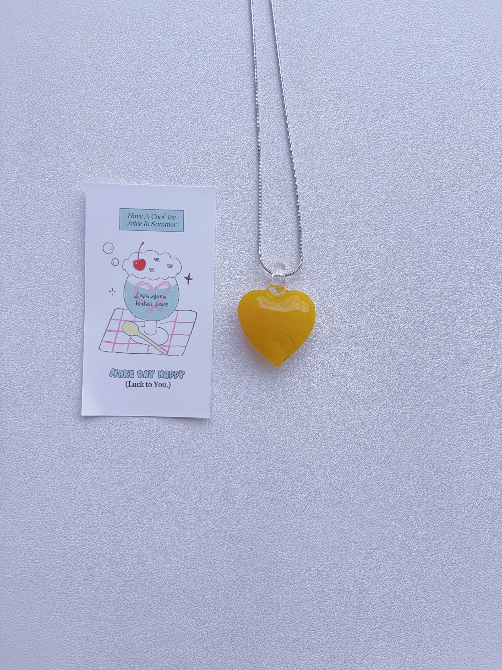 Love necklace; glass pendant; art necklace; vintage pendant; colorful necklace; no duplicate; ins style for women.