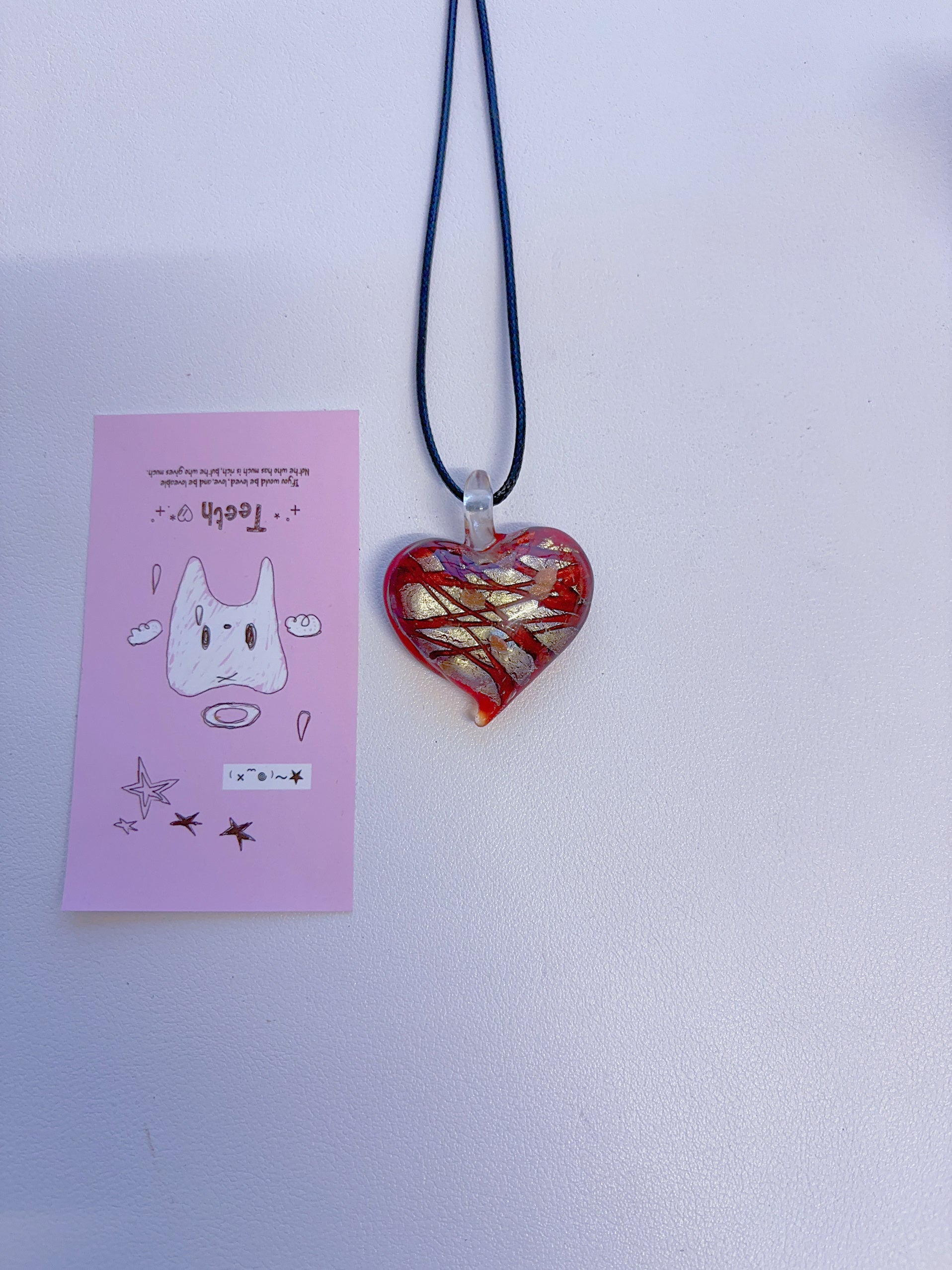 F2 Vintage red necklace, vintage glass necklace, non-fading handmade necklace, glass pendant necklace, design sense necklace, colorful necklace.