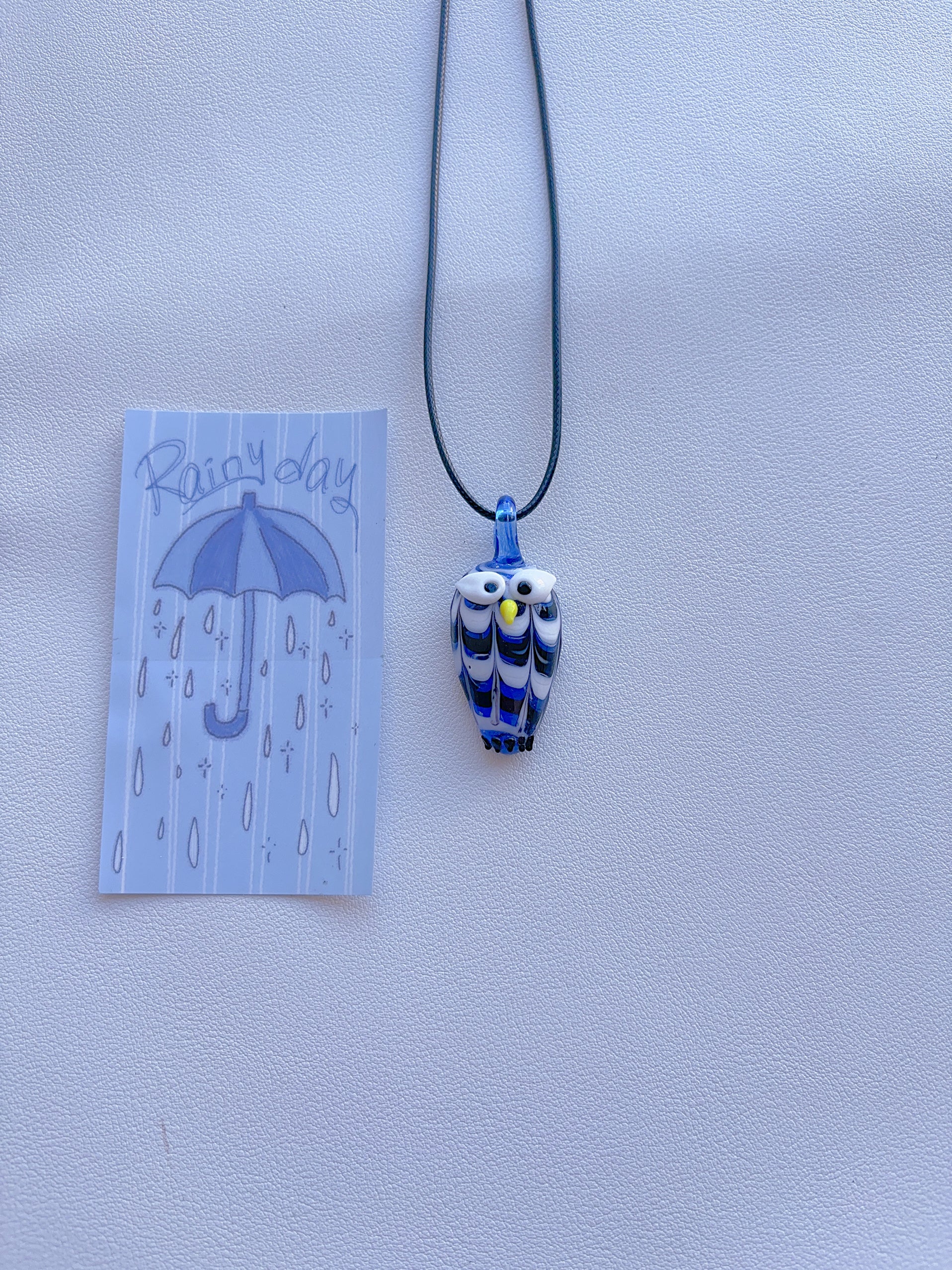 K8 sapphire blue necklace; glass necklace; glass pendant; design sense necklace; minority color hand-made necklace.