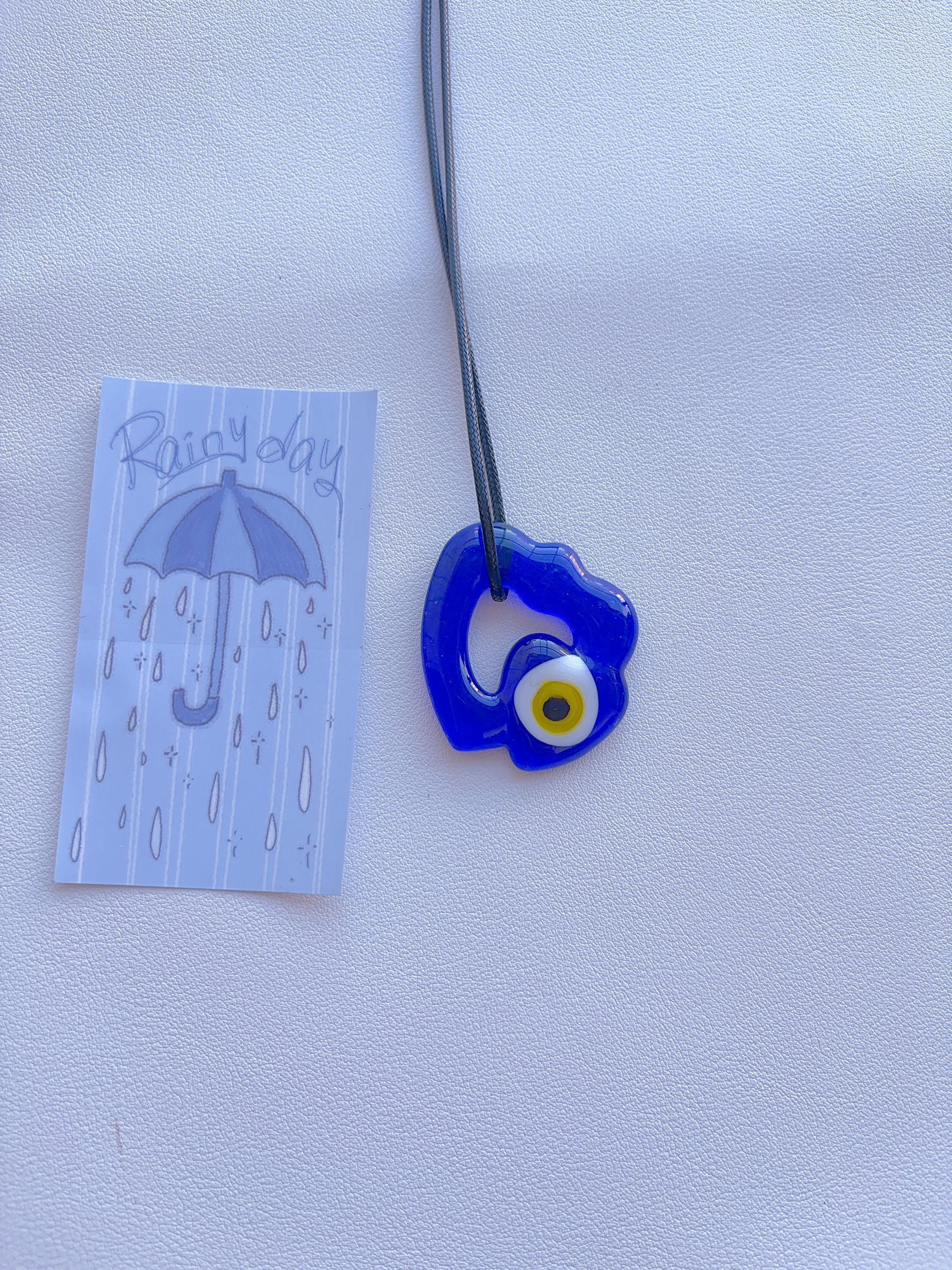 K8 sapphire blue necklace; glass necklace; glass pendant; design sense necklace; minority color hand-made necklace.