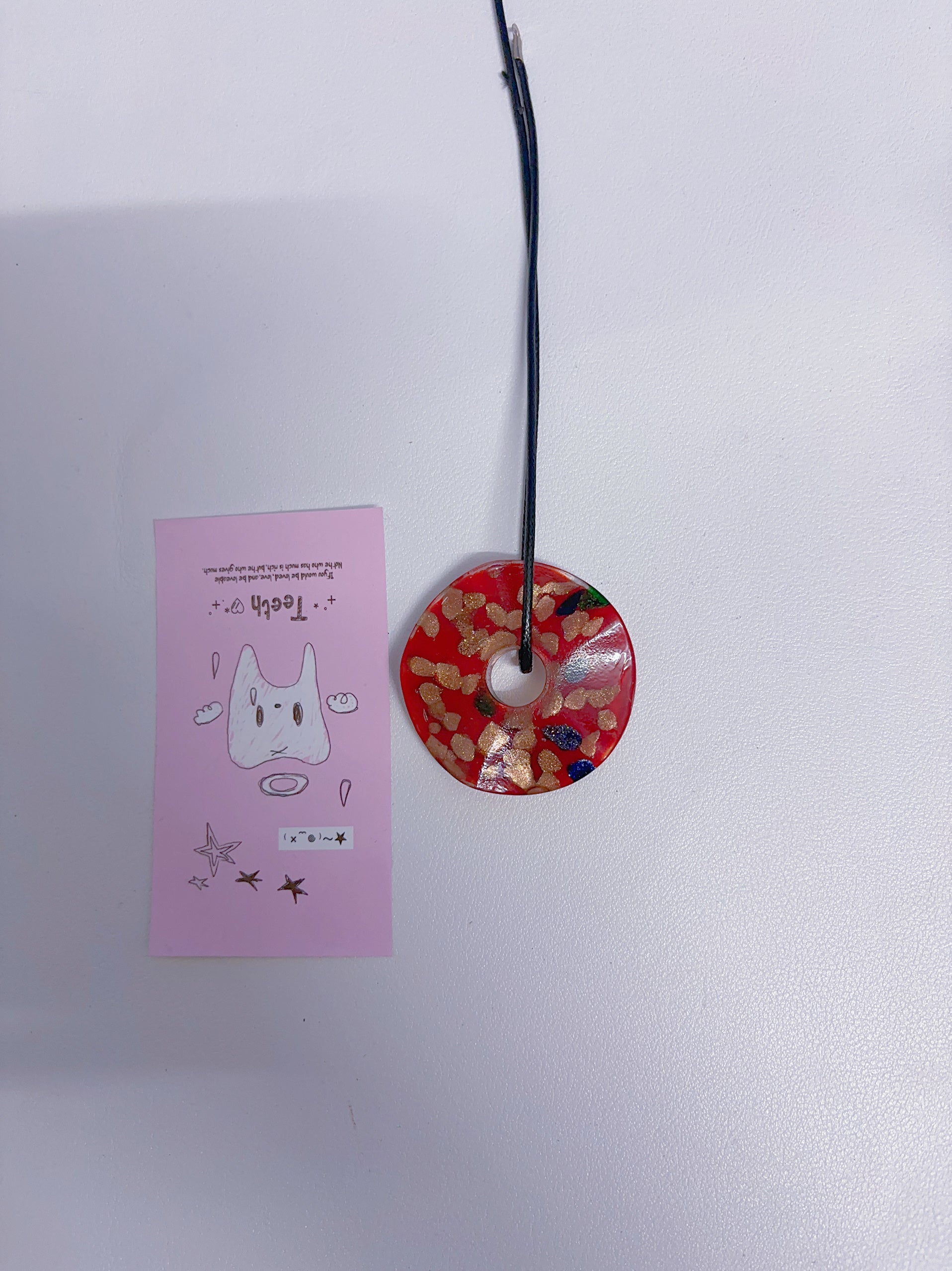 F2 Vintage red necklace, vintage glass necklace, non-fading handmade necklace, glass pendant necklace, design sense necklace, colorful necklace.