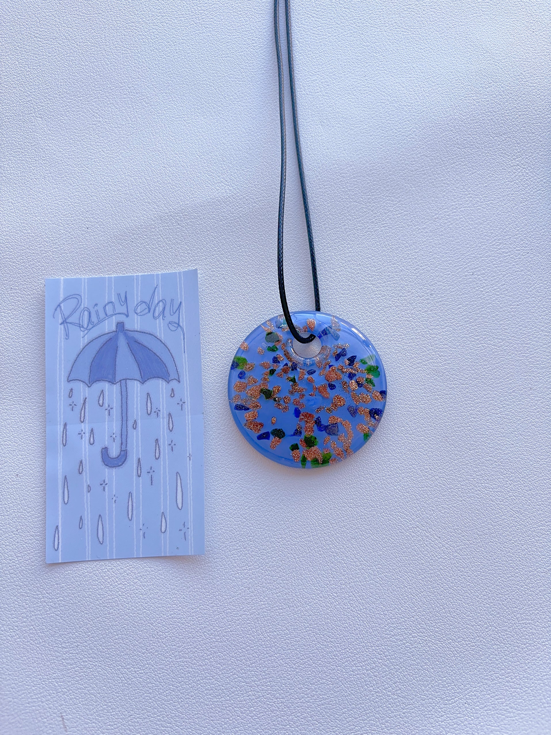 K8 sapphire blue necklace; glass necklace; glass pendant; design sense necklace; minority color hand-made necklace.