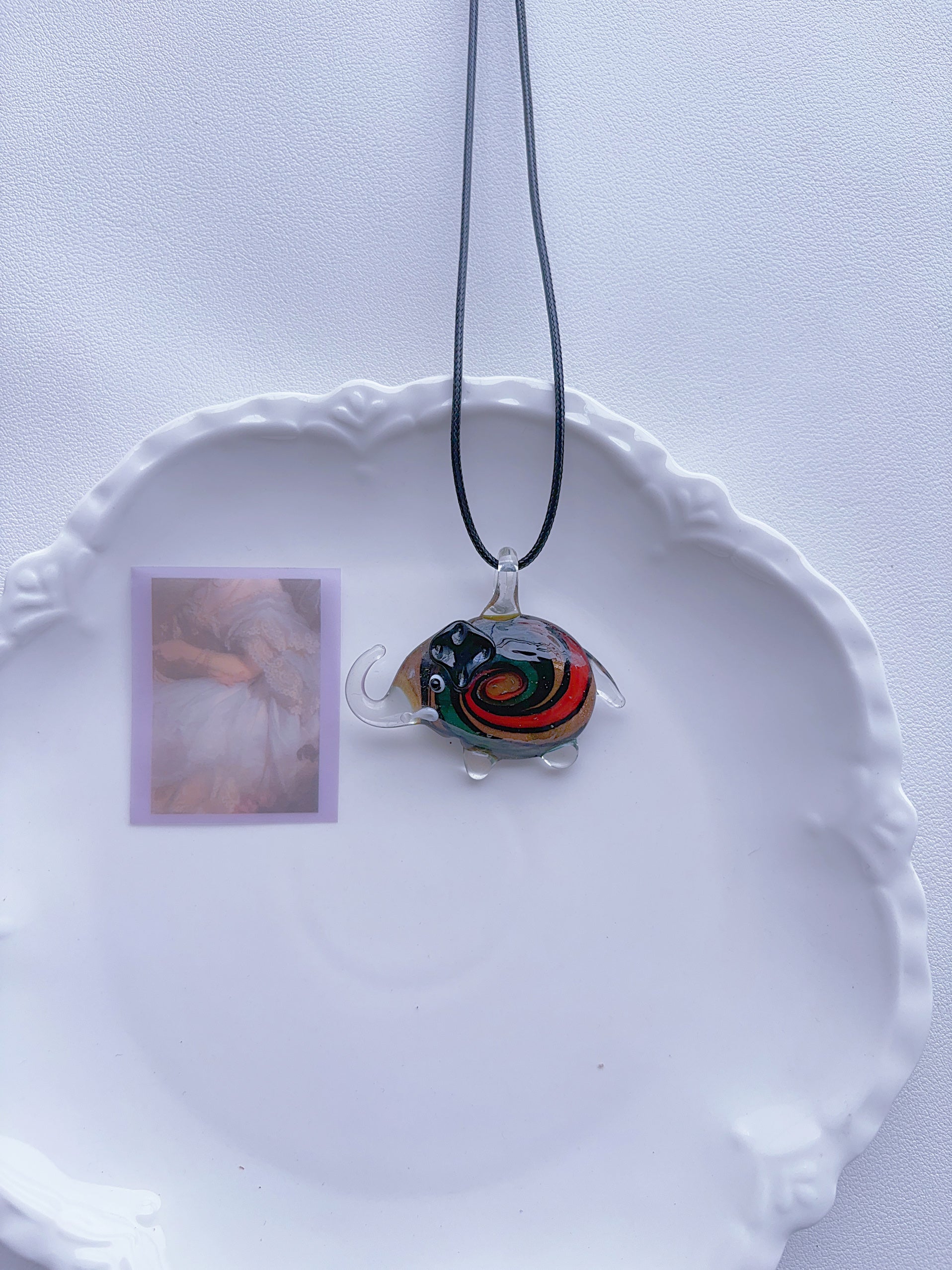 K4 new glass pendant glass necklace hand-made colorful versatile non-collision minority ins style non-fading necklace