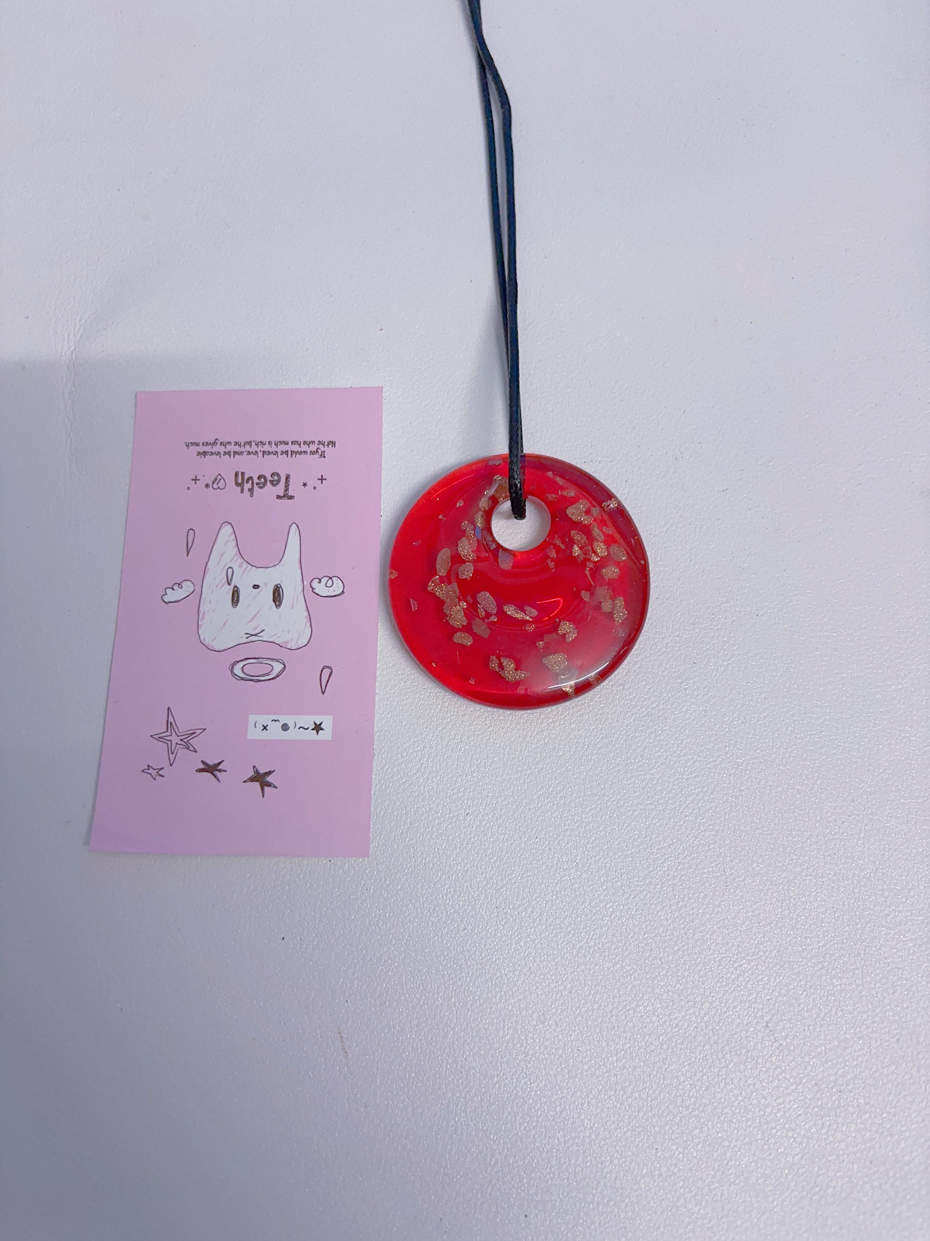 F2 Vintage red necklace, vintage glass necklace, non-fading handmade necklace, glass pendant necklace, design sense necklace, colorful necklace.