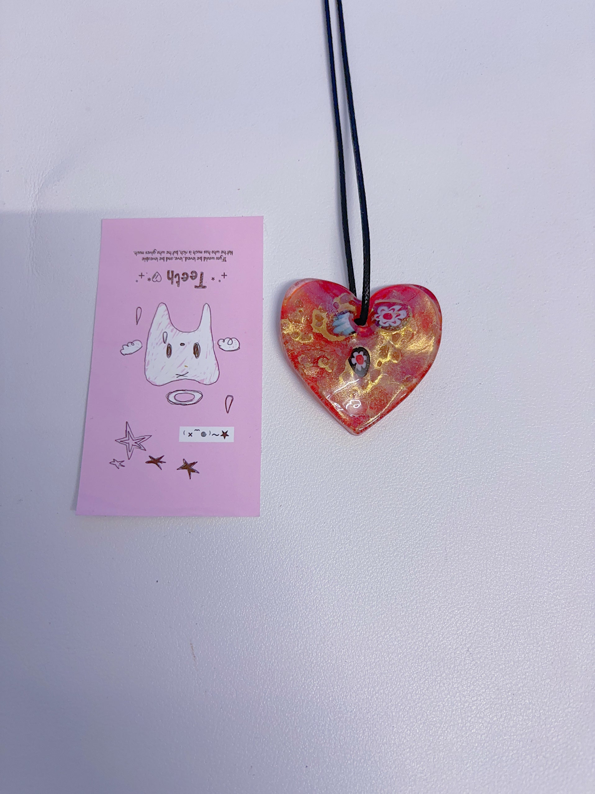 F2 Vintage red necklace, vintage glass necklace, non-fading handmade necklace, glass pendant necklace, design sense necklace, colorful necklace.