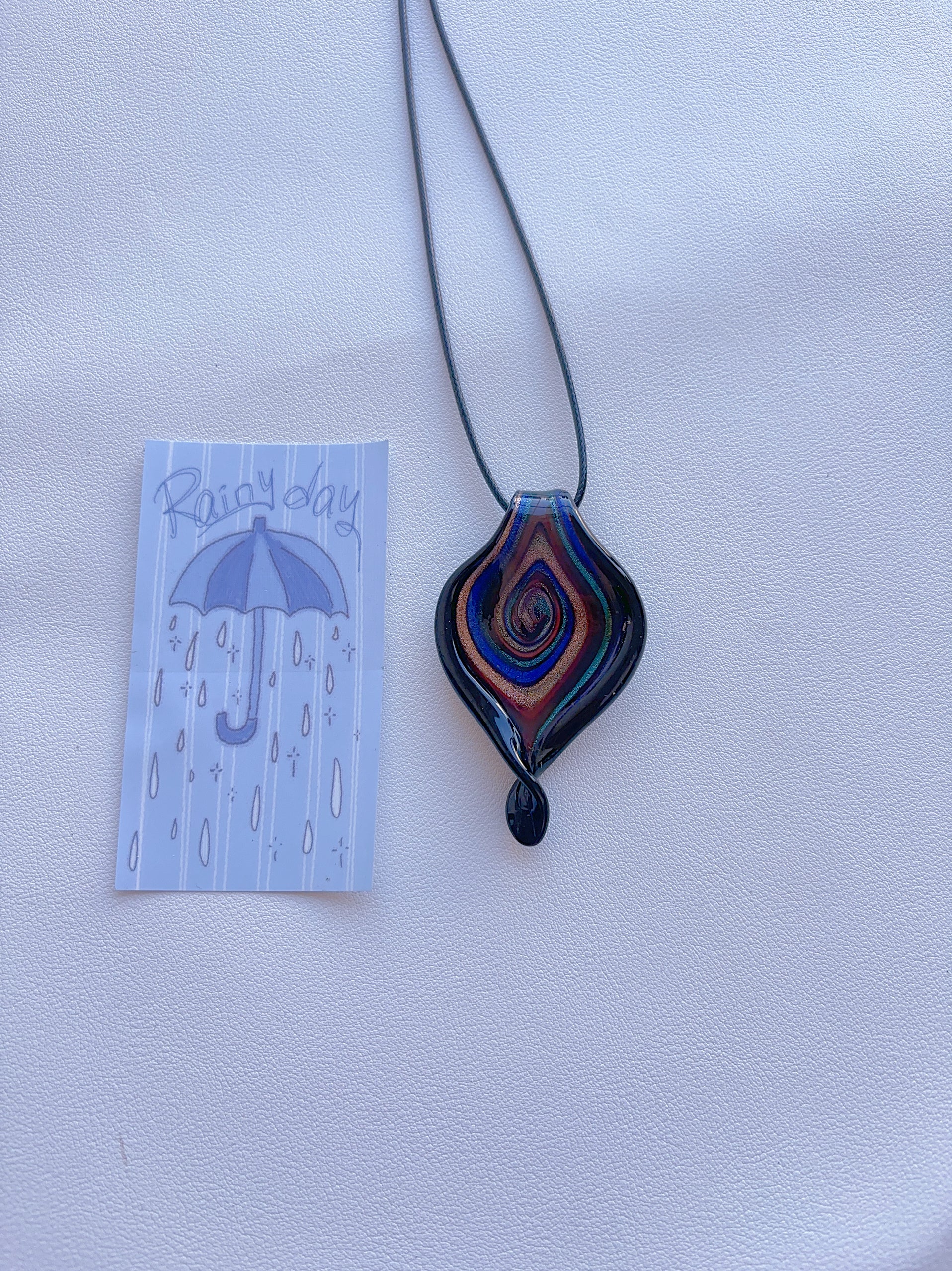 K8 sapphire blue necklace; glass necklace; glass pendant; design sense necklace; minority color hand-made necklace.