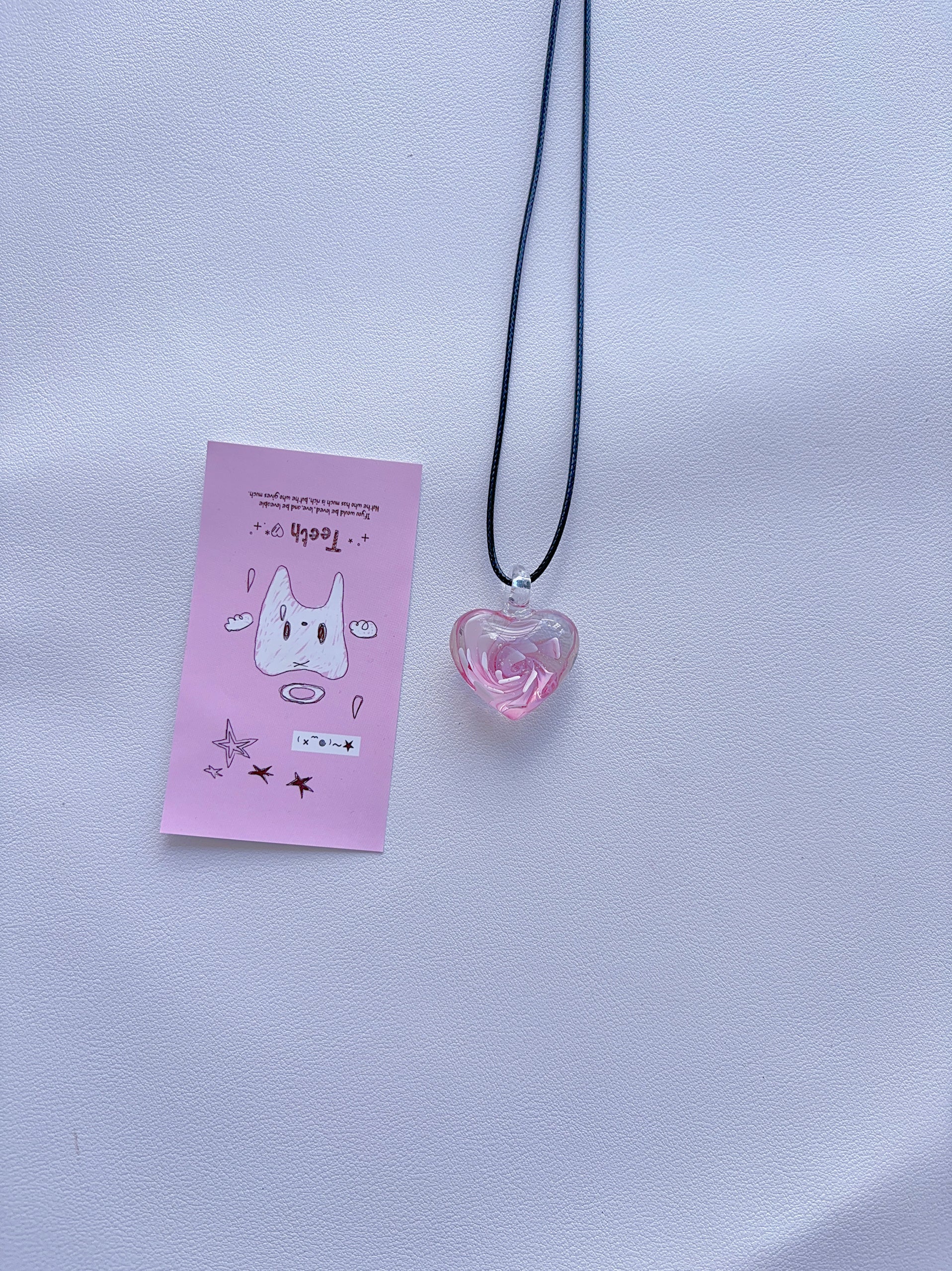 K7 unique pink and purple colored necklace vintage glass necklace glass pendant with a sense of design; minority pendant pendant.