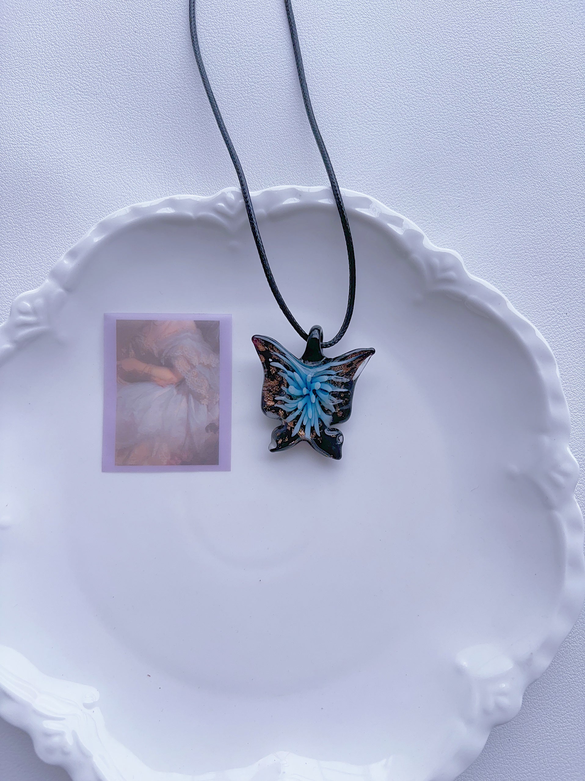 K4 new glass pendant glass necklace hand-made colorful versatile non-collision minority ins style non-fading necklace