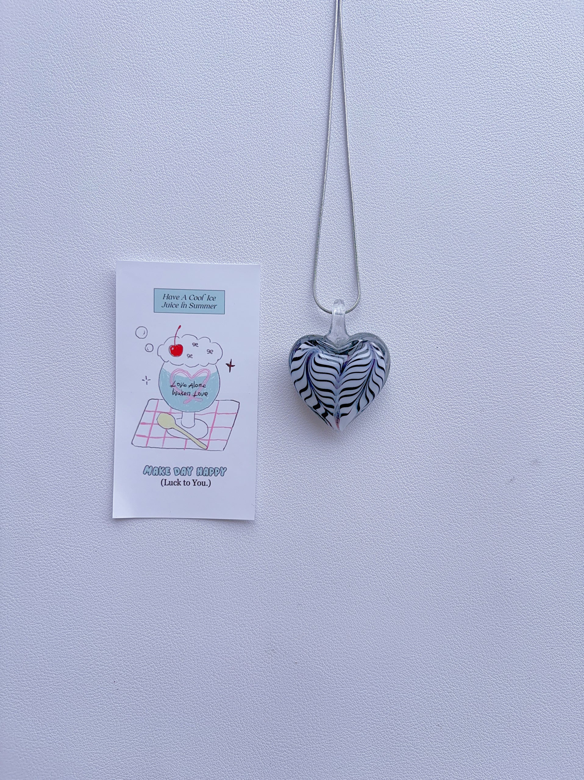 Love necklace; glass pendant; art necklace; vintage pendant; colorful necklace; no duplicate; ins style for women.