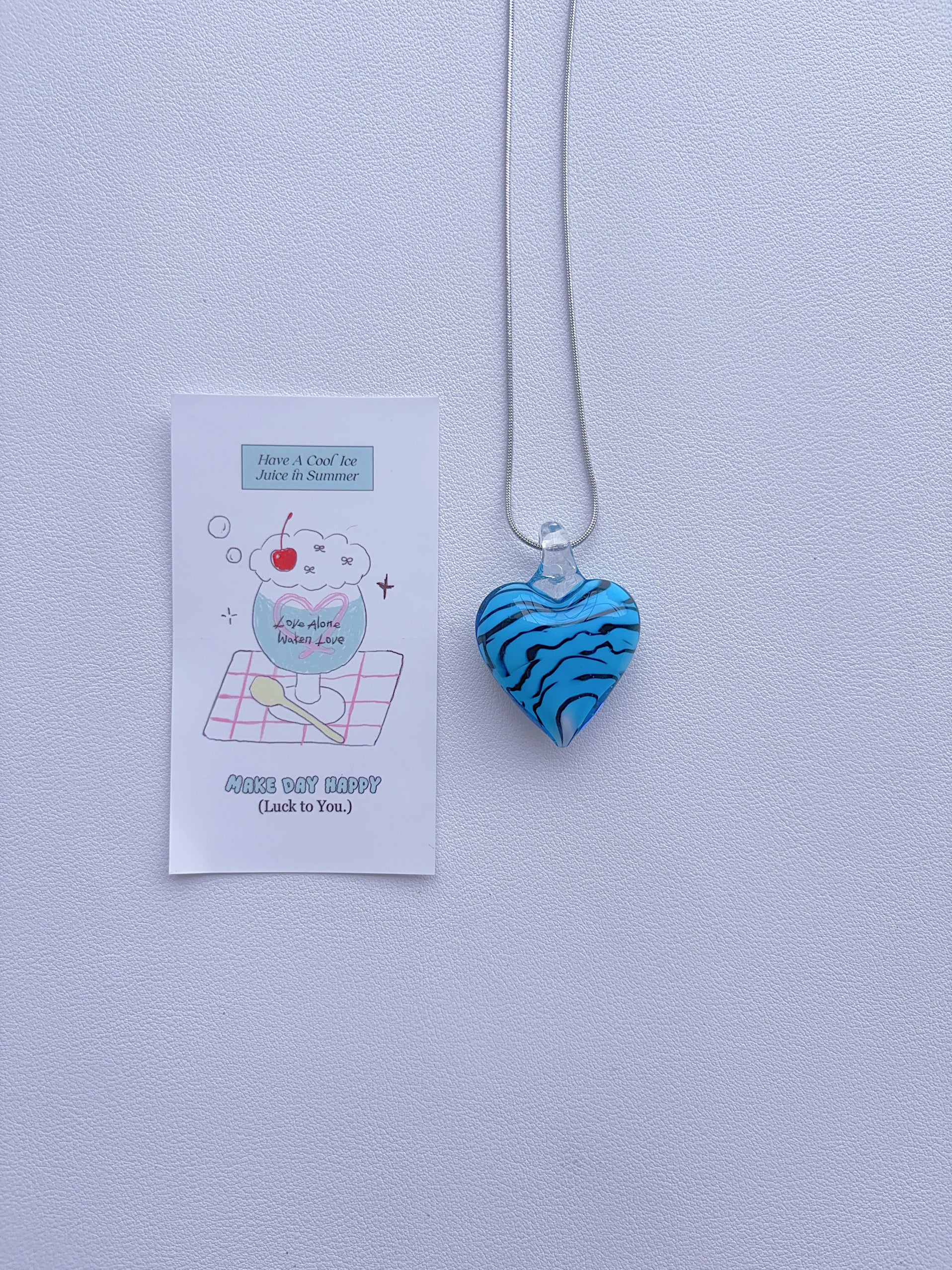 Love necklace; glass pendant; art necklace; vintage pendant; colorful necklace; no duplicate; ins style for women.